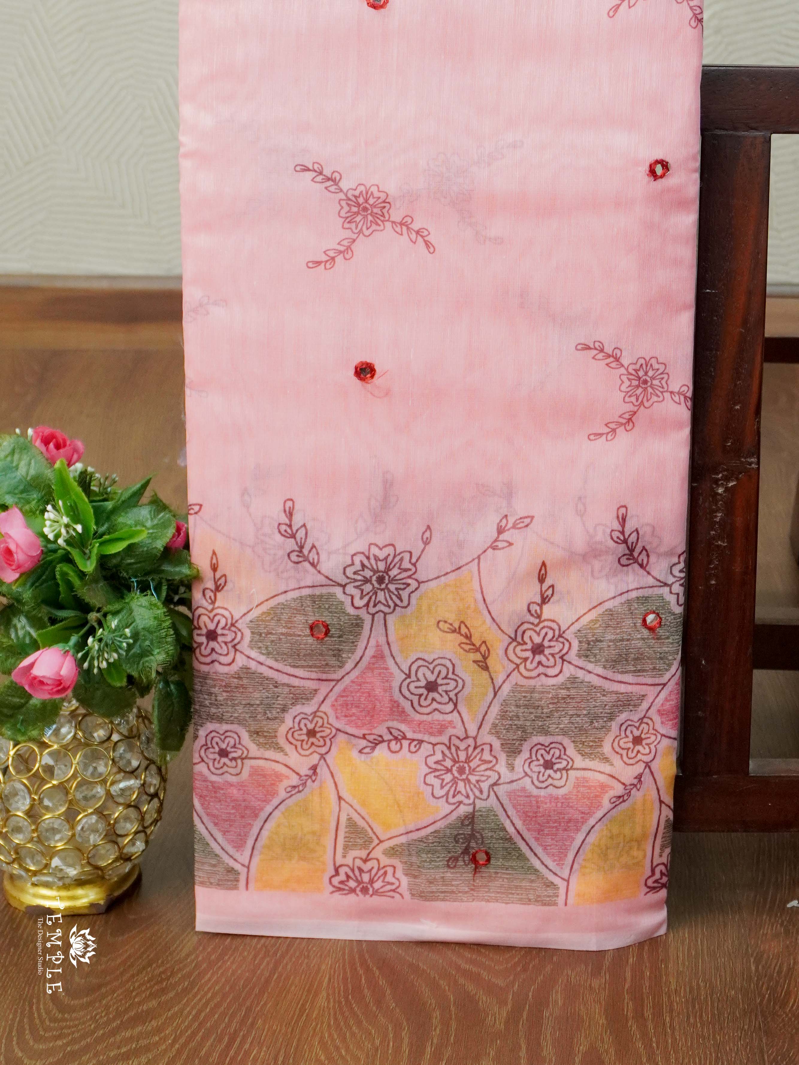 Chanderi Cotton Saree With Mirror Work | TTDS2464