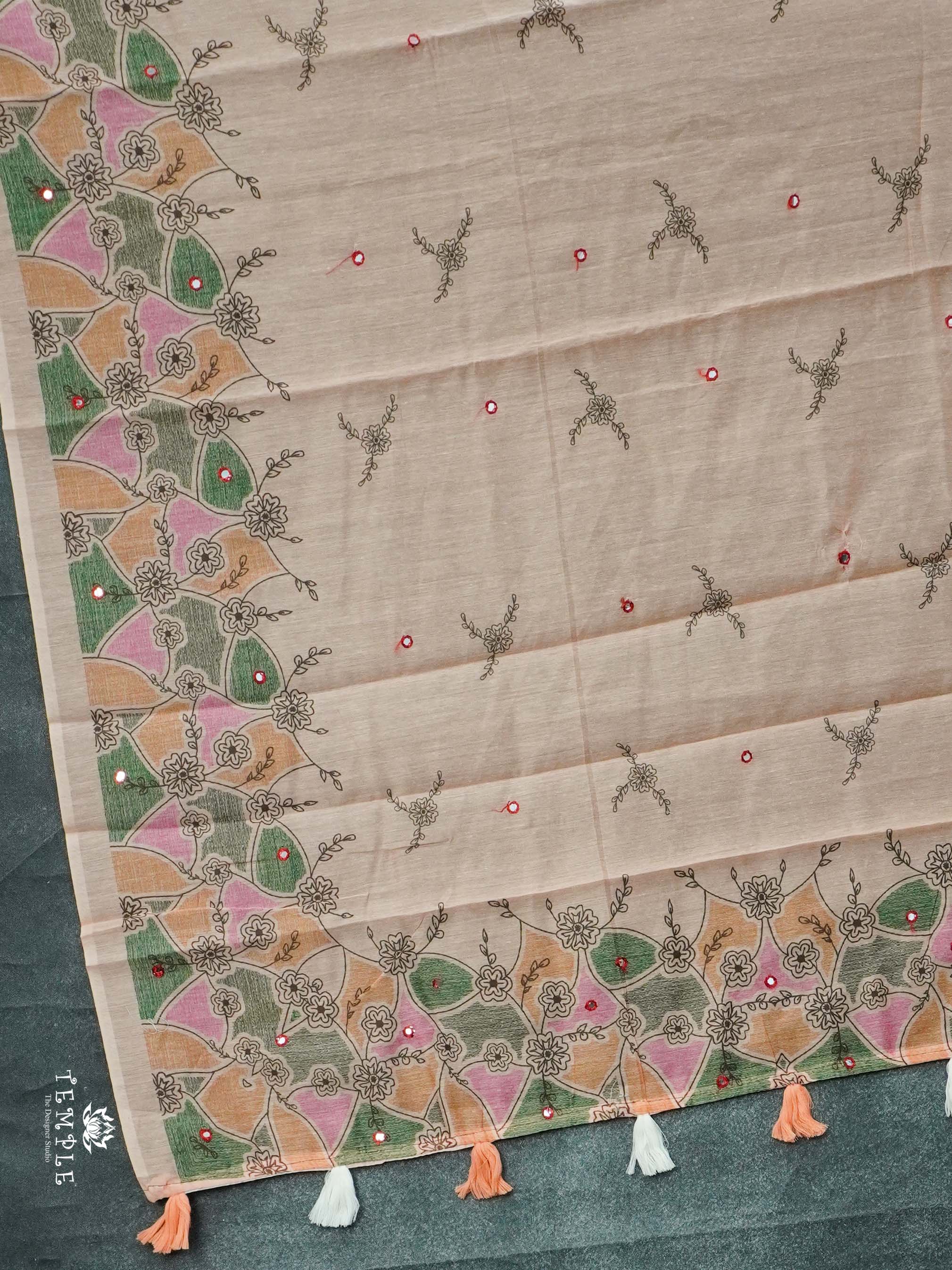 Chanderi Cotton Saree With Mirror Work | TTDS2464