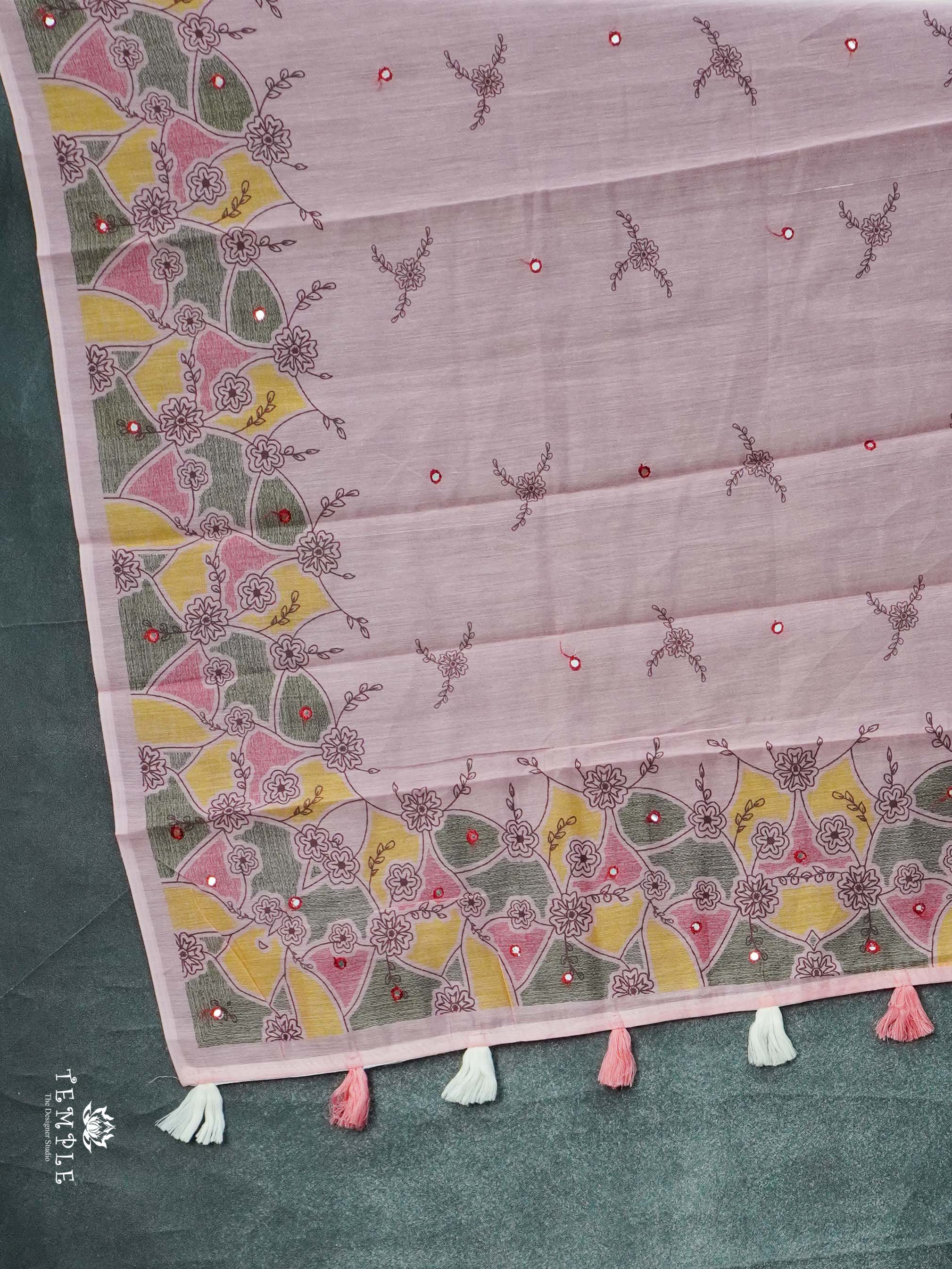 Chanderi Cotton Saree With Mirror Work | TTDS2464