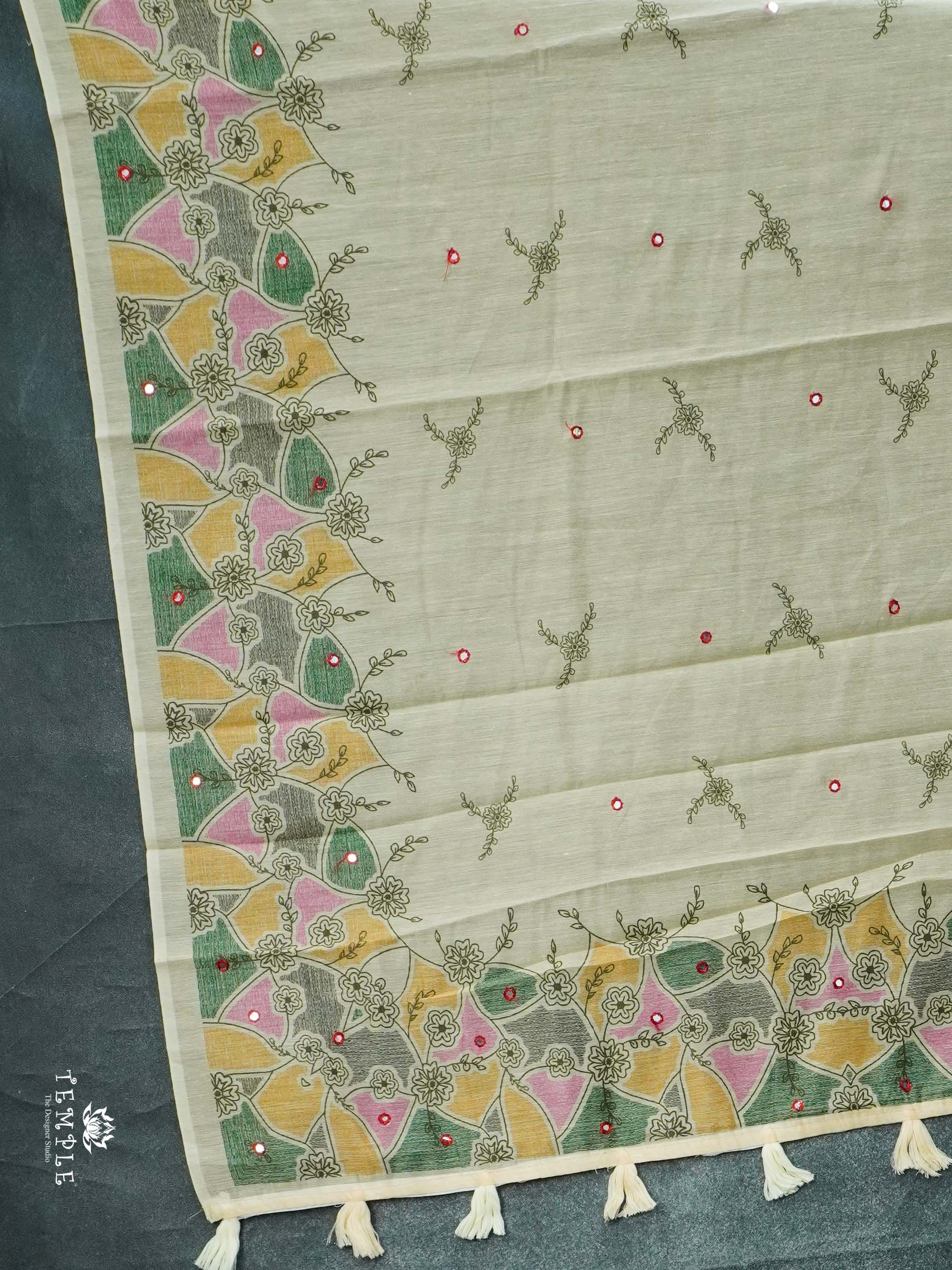 Chanderi Cotton Saree With Mirror Work | TTDS2464