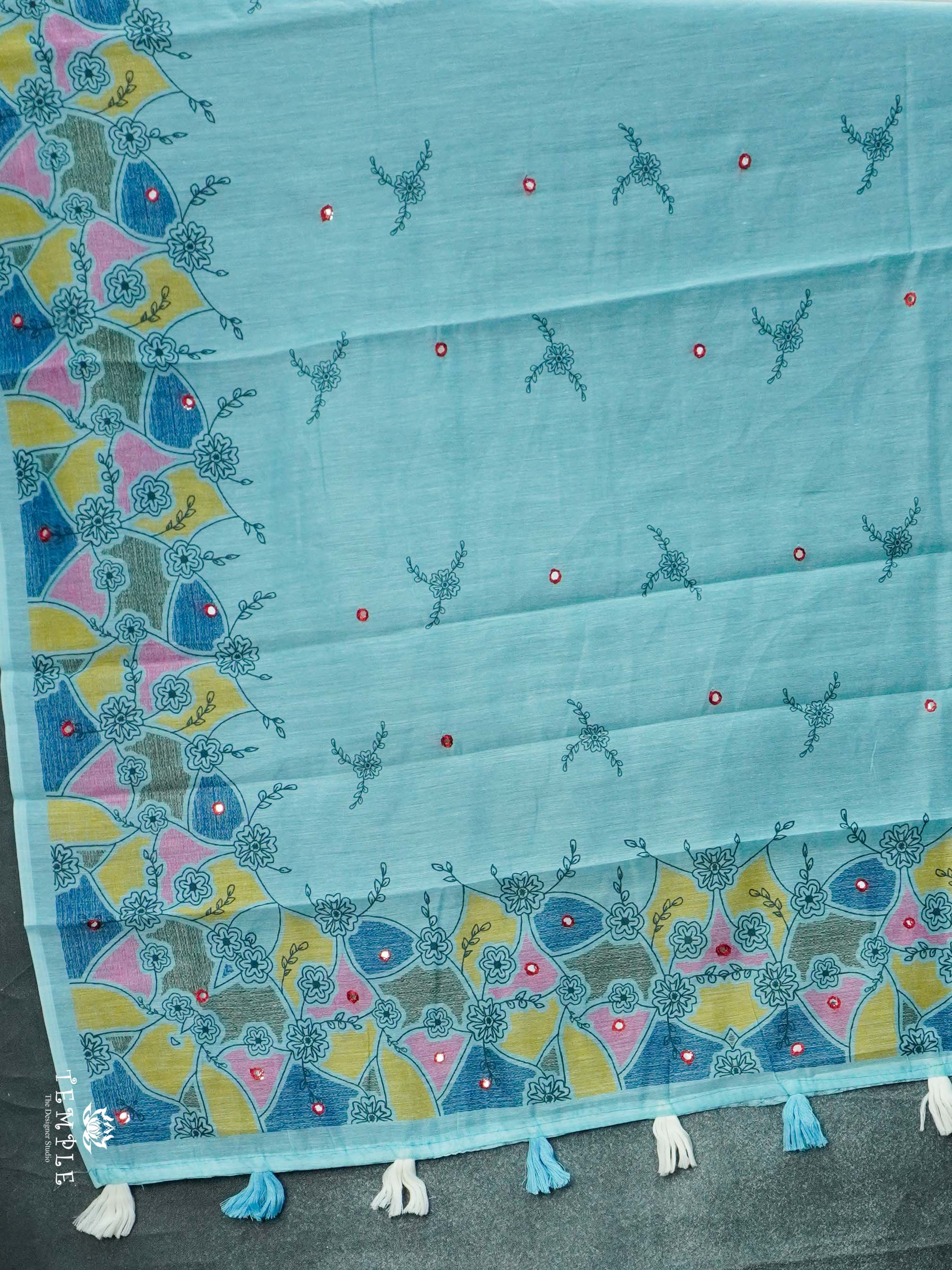 Chanderi Cotton Saree With Mirror Work | TTDS2464