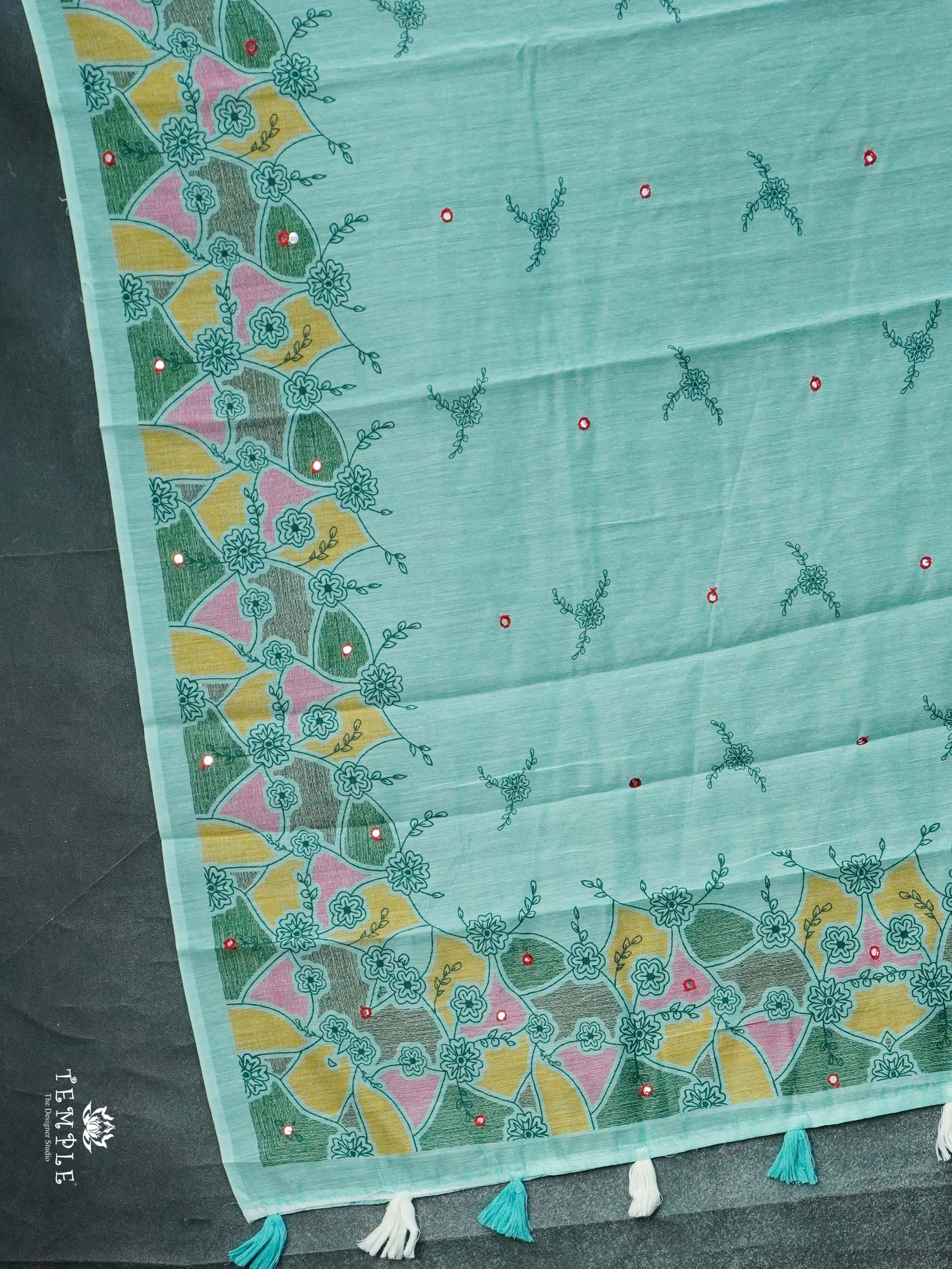 Chanderi Cotton Saree With Mirror Work | TTDS2464