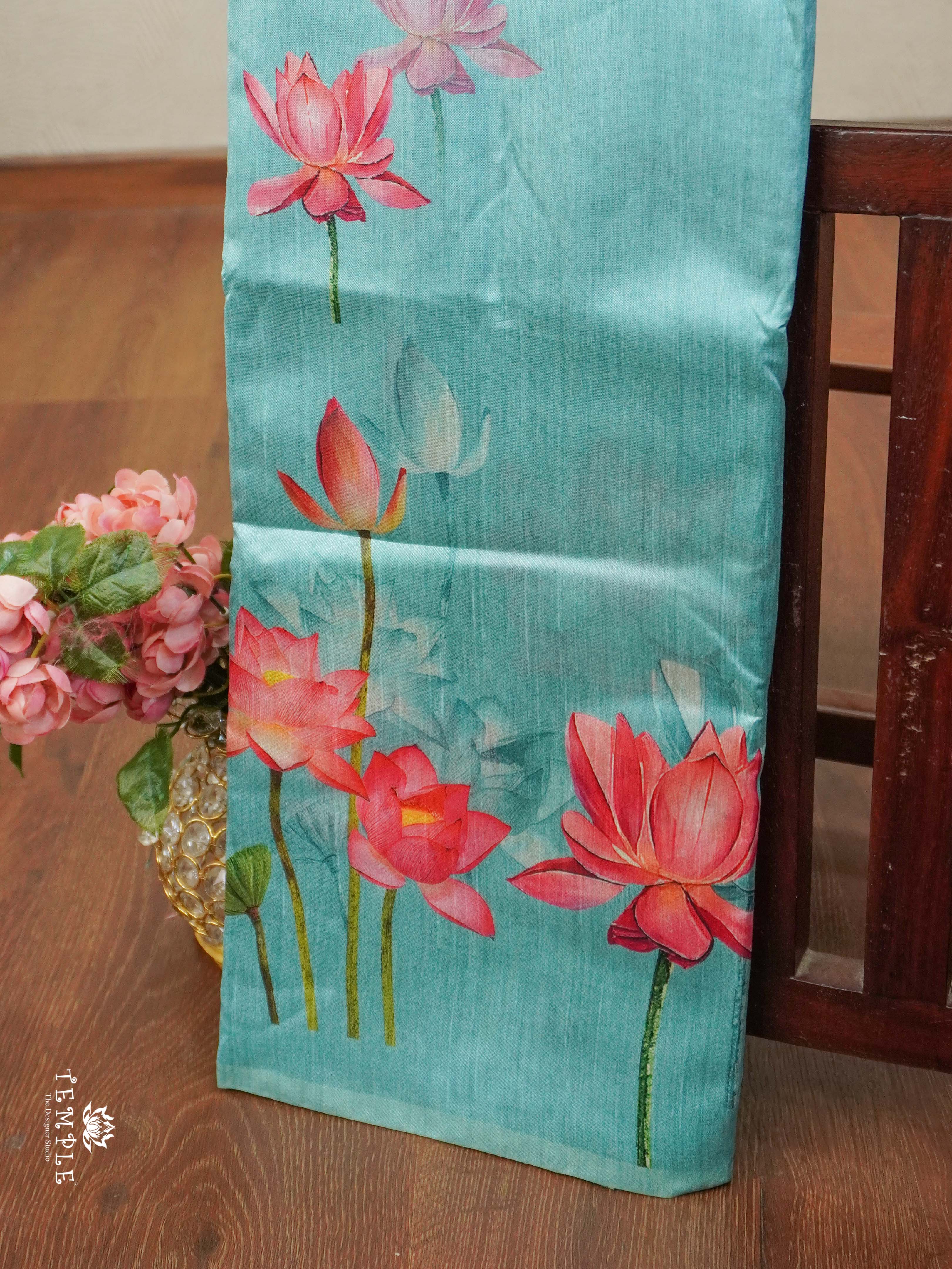 Lotus Printed Tussar Saree | TTDS2003