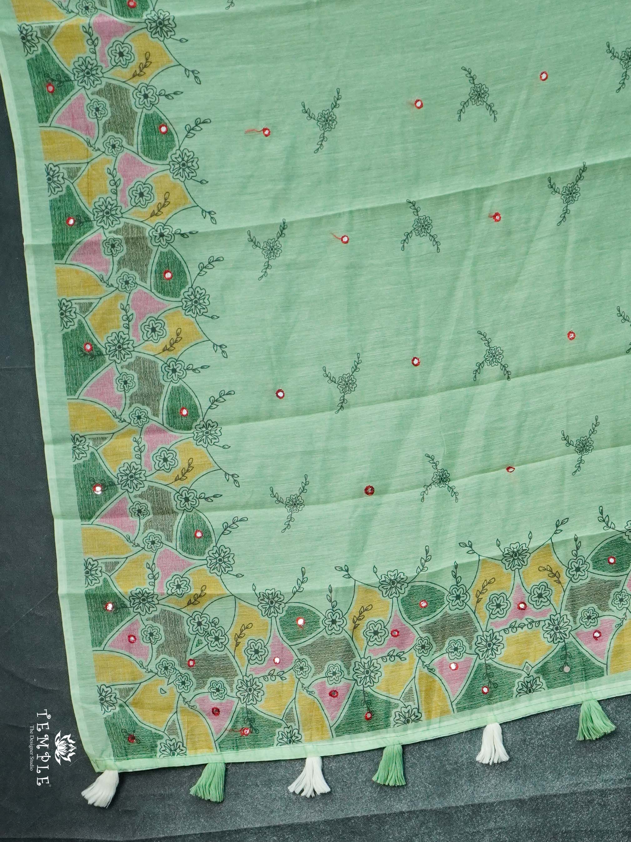 Chanderi Cotton Saree With Mirror Work | TTDS2464