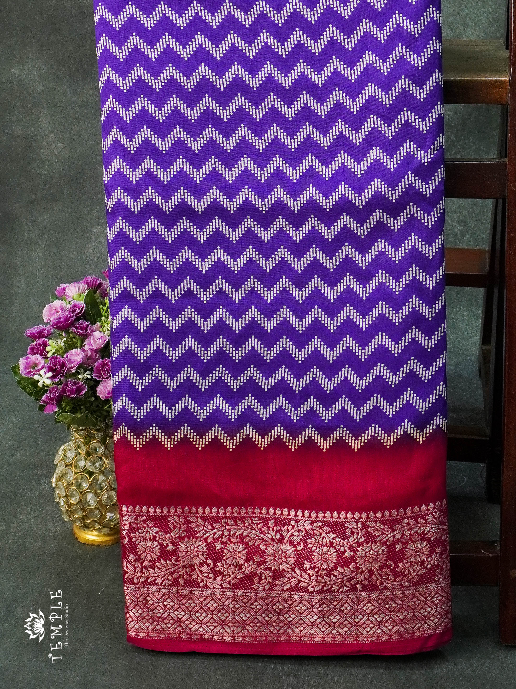 Dola Saree with Leheriya Pattern (Violet with Pink) | TTDS1112