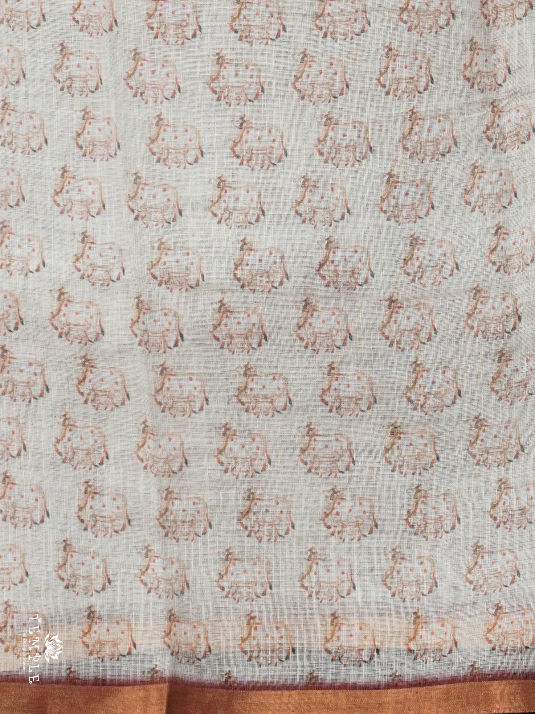 Pichwai Printed Linen Cotton Saree | TTDS2214