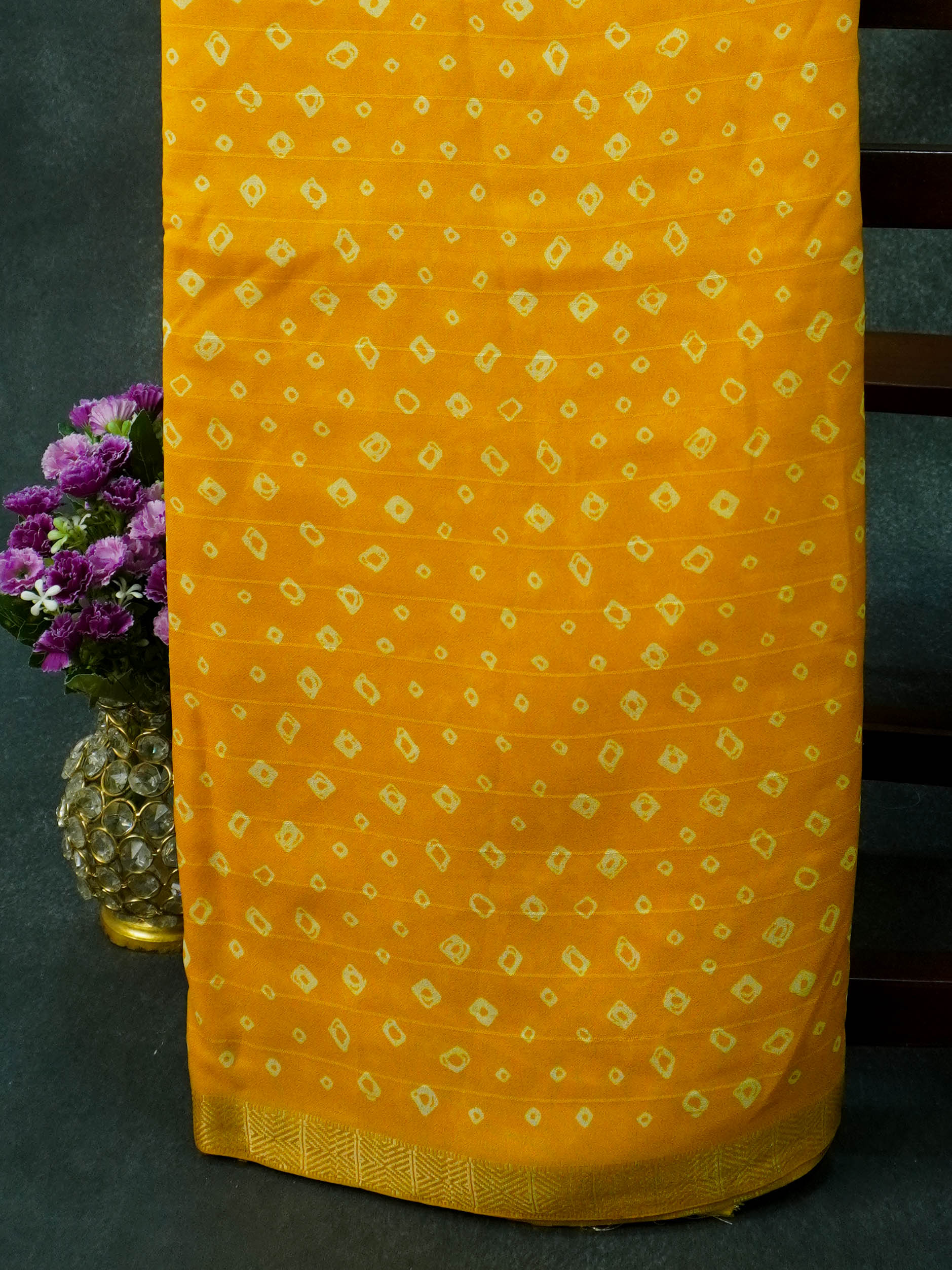 Georgette Saree (Yellow) | TTDS1110