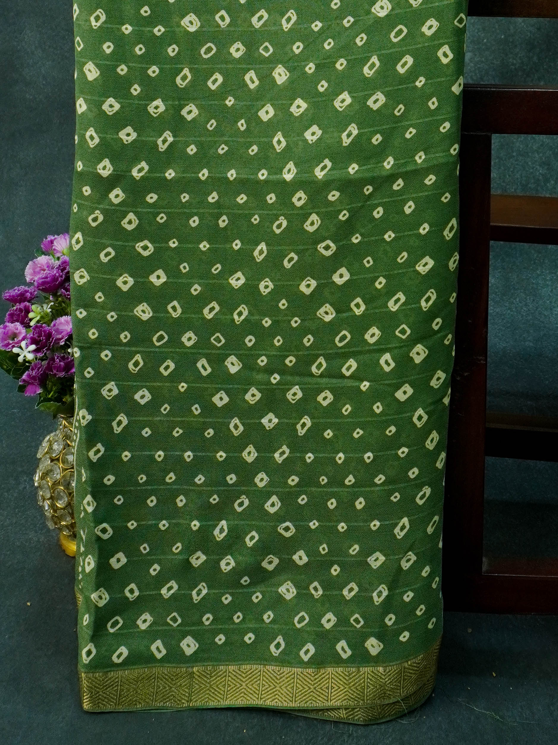 Georgette Saree (Green) | TTDS1110