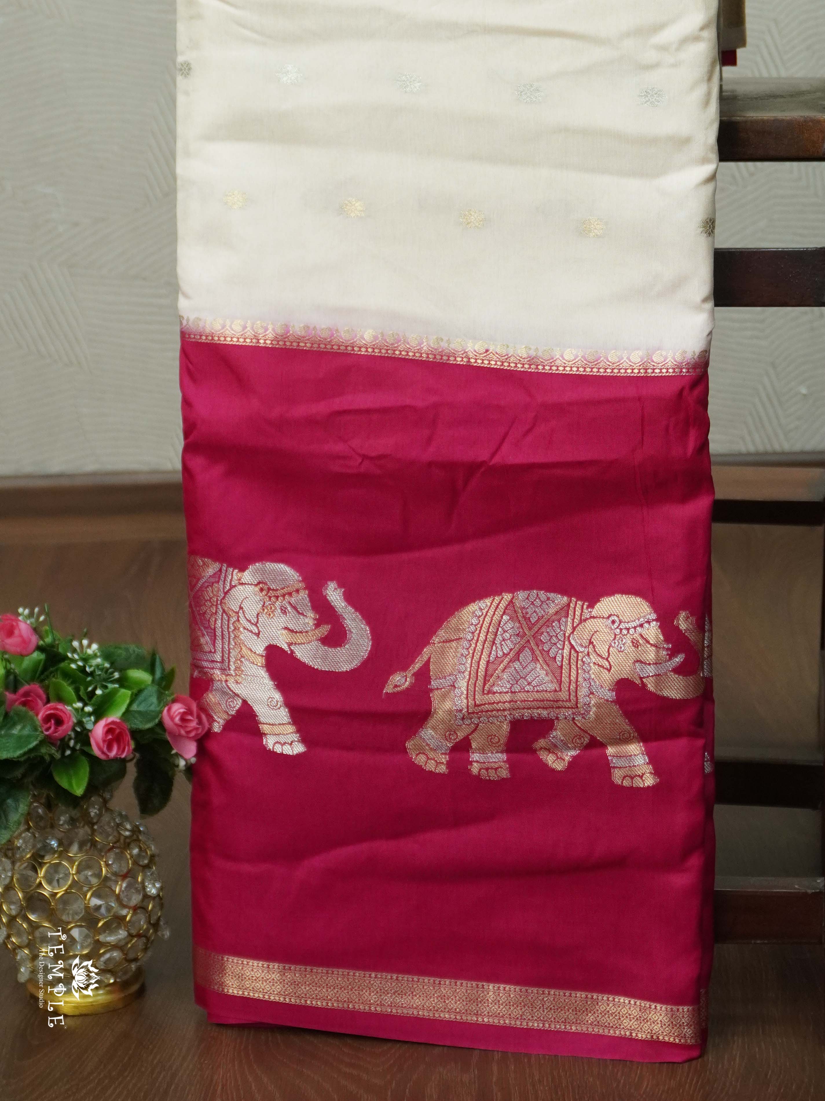 Warm Silk Saree With Elephant Motifs | TTDS2471