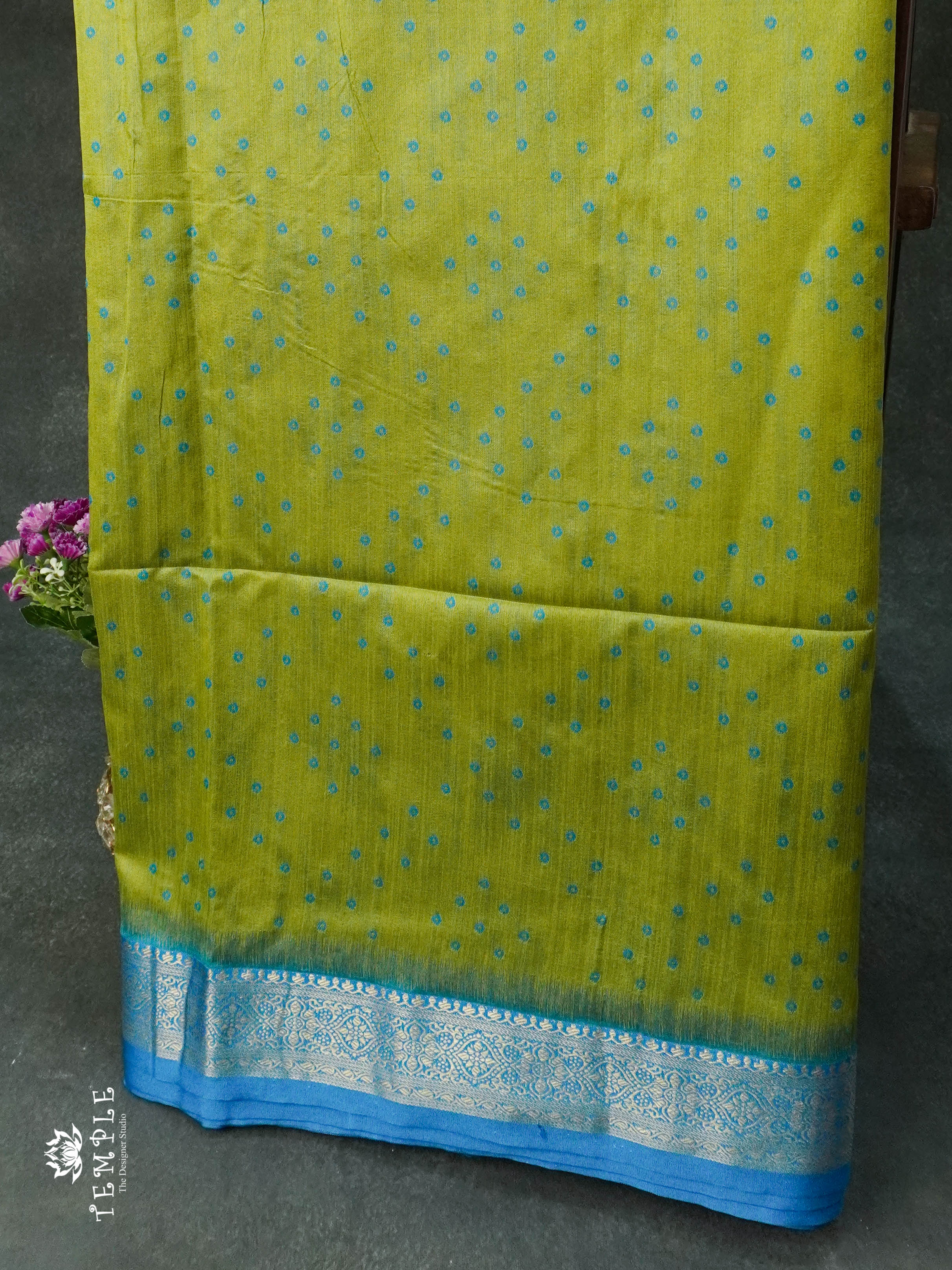 Raw Silk Saree (Green) | TTDS1109