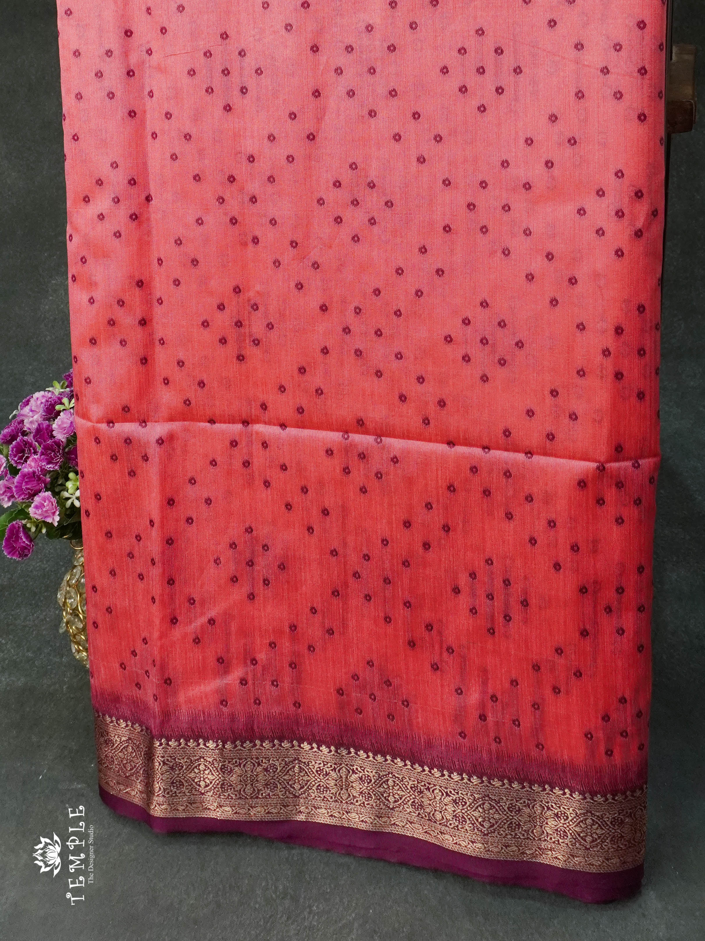 Raw Silk Saree (Pink) | TTDS1109