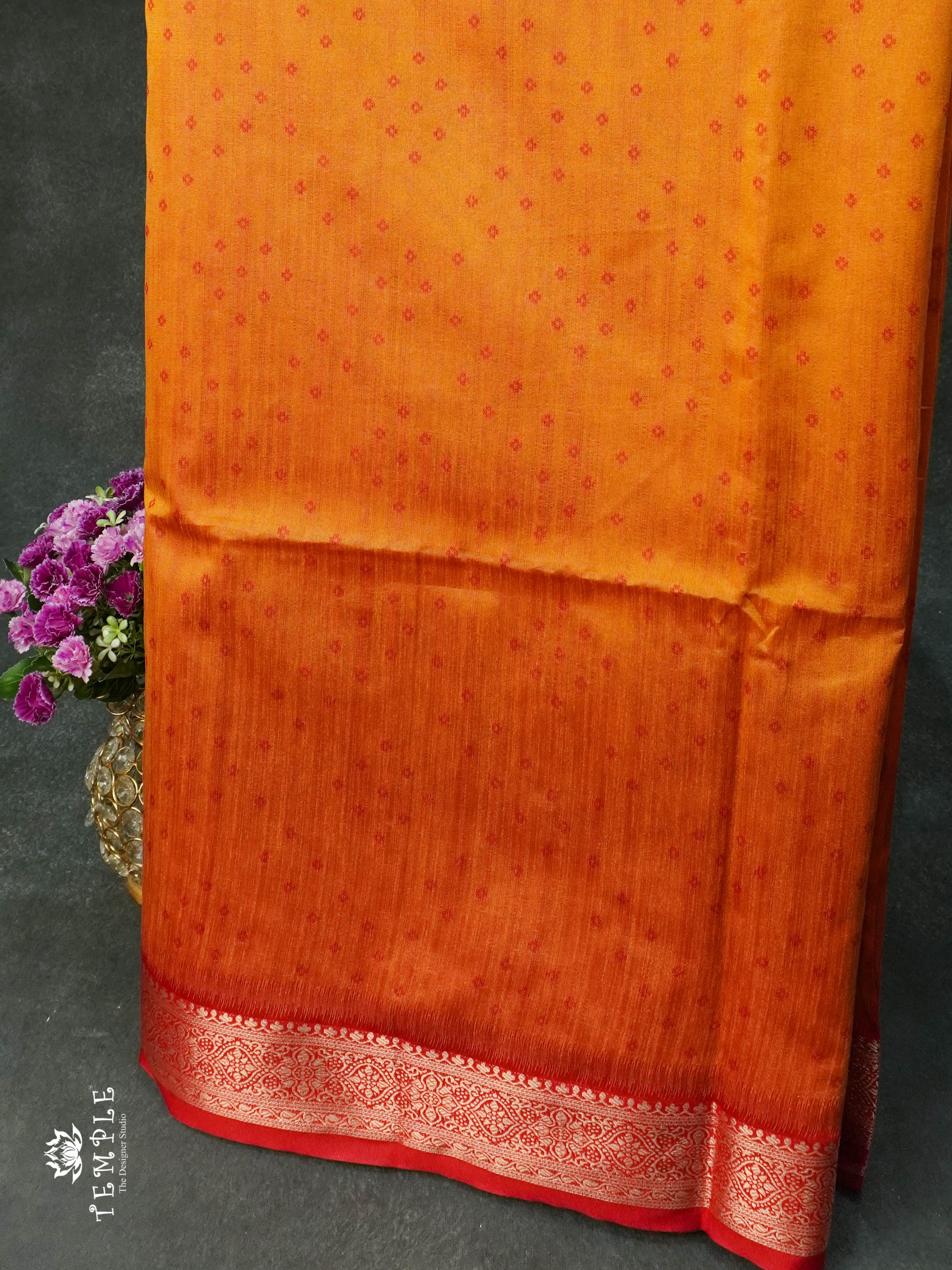 Raw Silk Saree (Orange) | TTDS1109