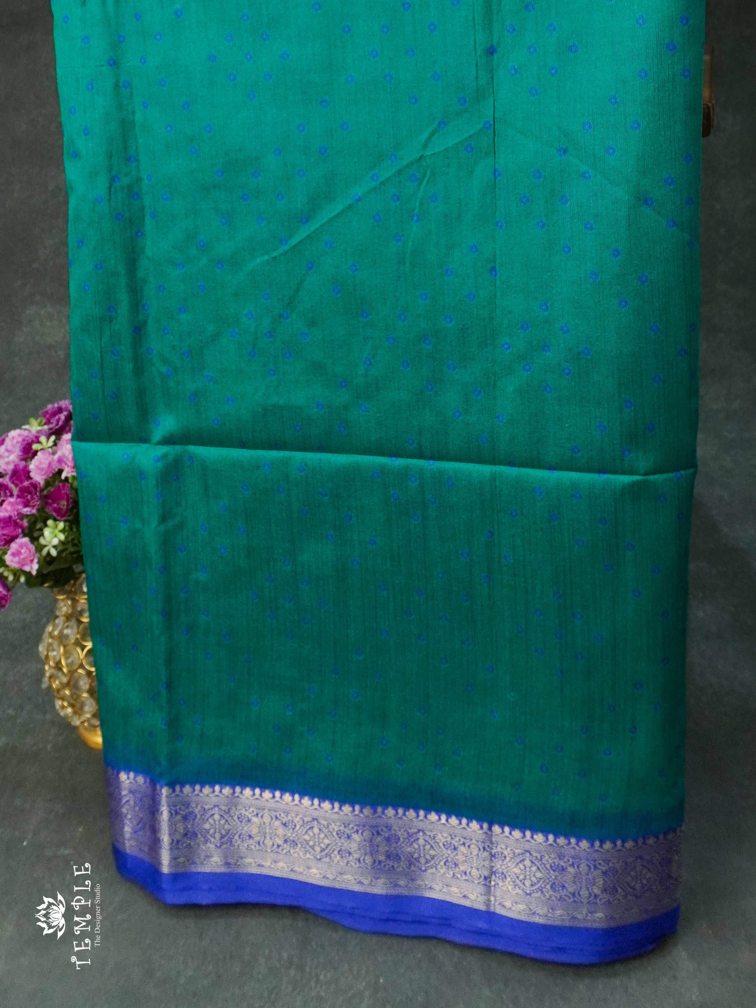 Raw Silk Saree (Rama Blue) | TTDS1109