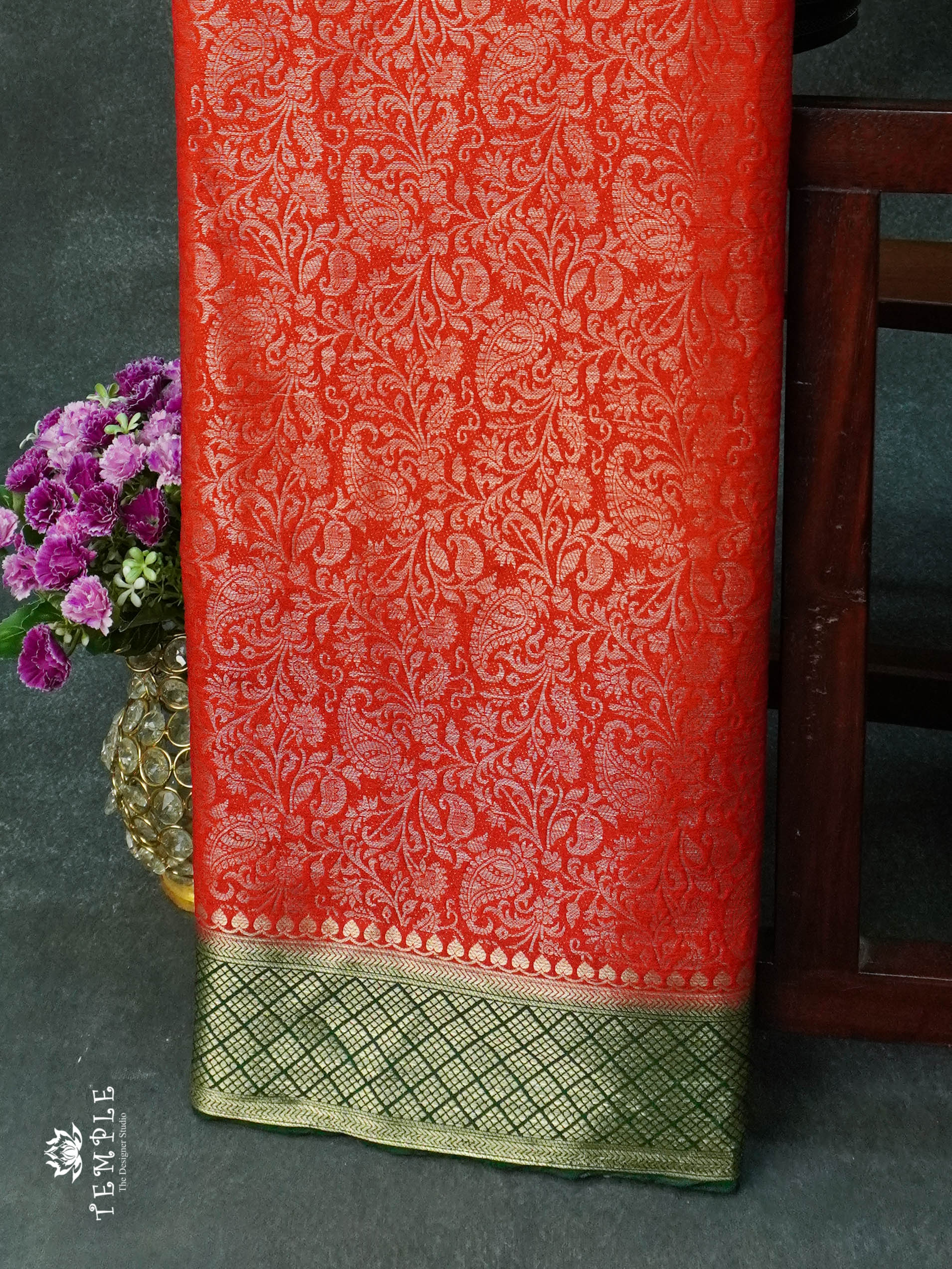 Mysore Brocade Silk Saree (Red) | TTDS1107 | Sparkling Deals