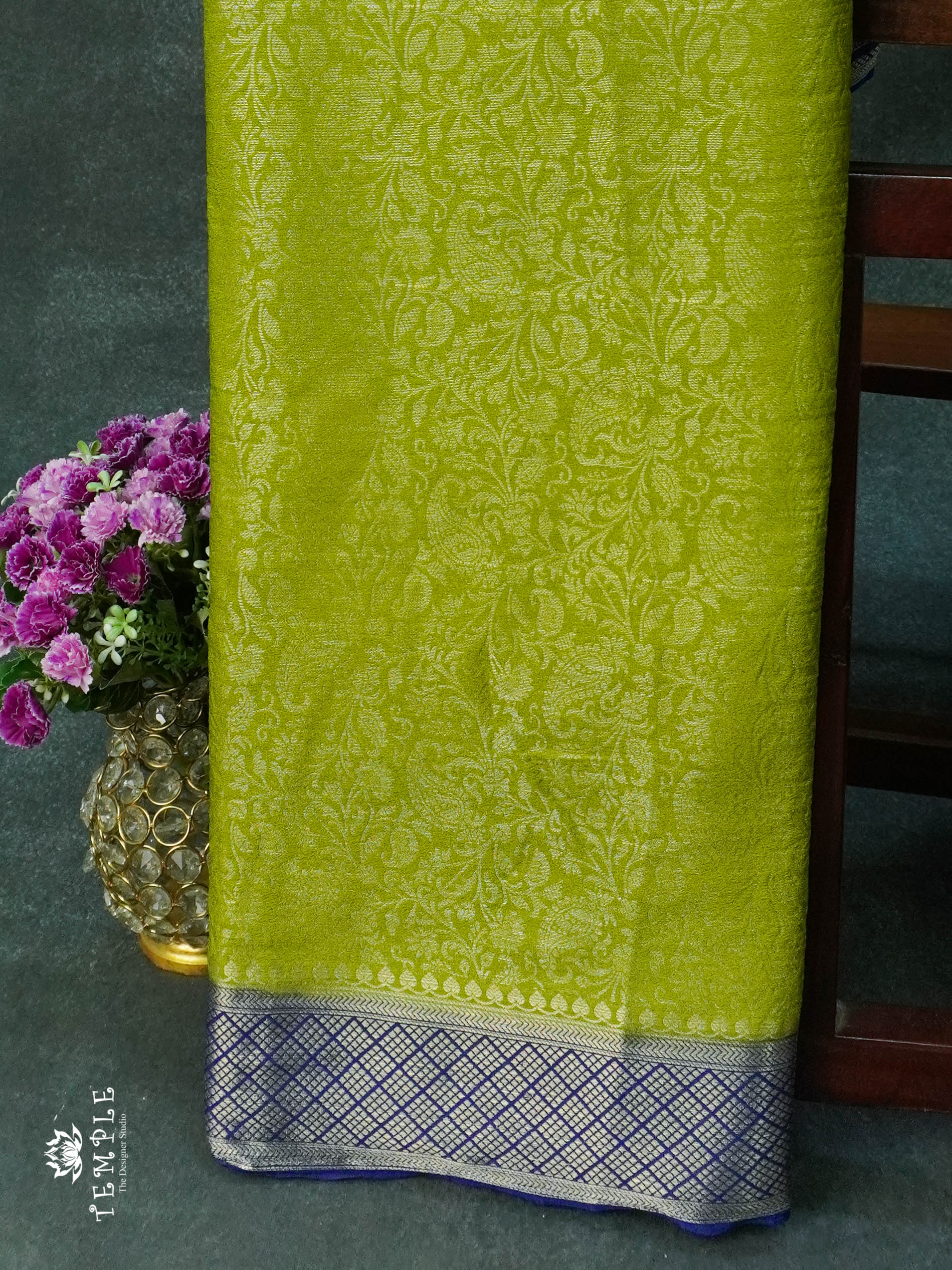 Mysore Brocade Silk Saree (Parrot Green) | TTDS1107 | Sparkling Deals