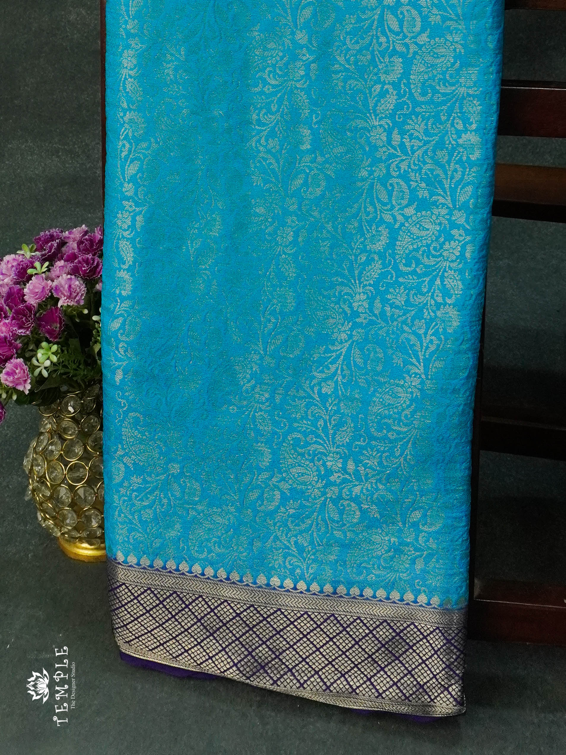 Mysore Brocade Silk Saree (Sky Blue) | TTDS1107 | Sparkling Deals