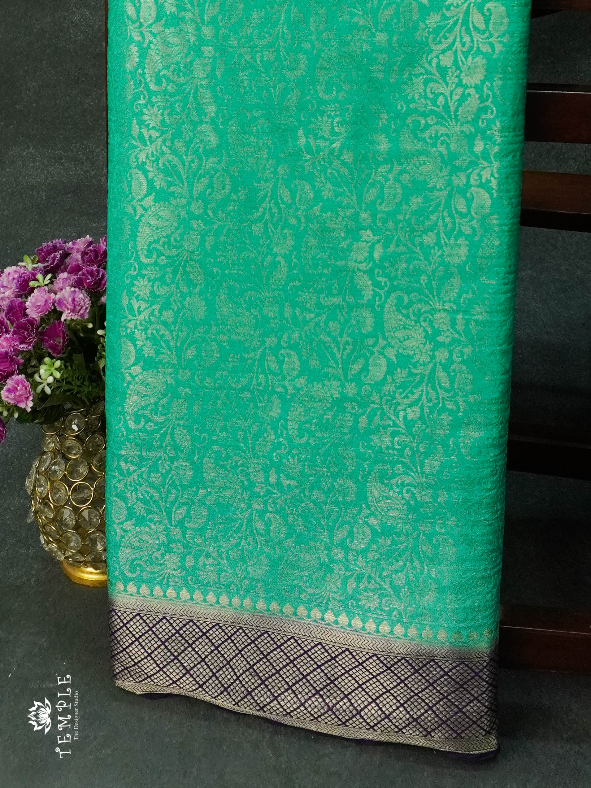 Mysore Brocade Silk Saree (Sea Blue) | TTDS1107 | Sparkling Deals