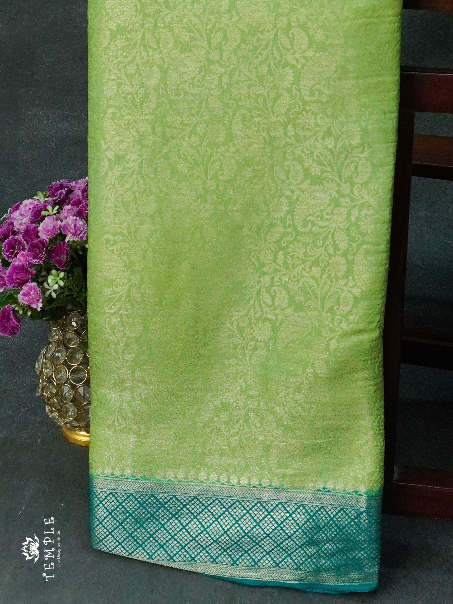 Mysore Brocade Silk Saree (Apple Green) | TTDS1107 | Sparkling Deals