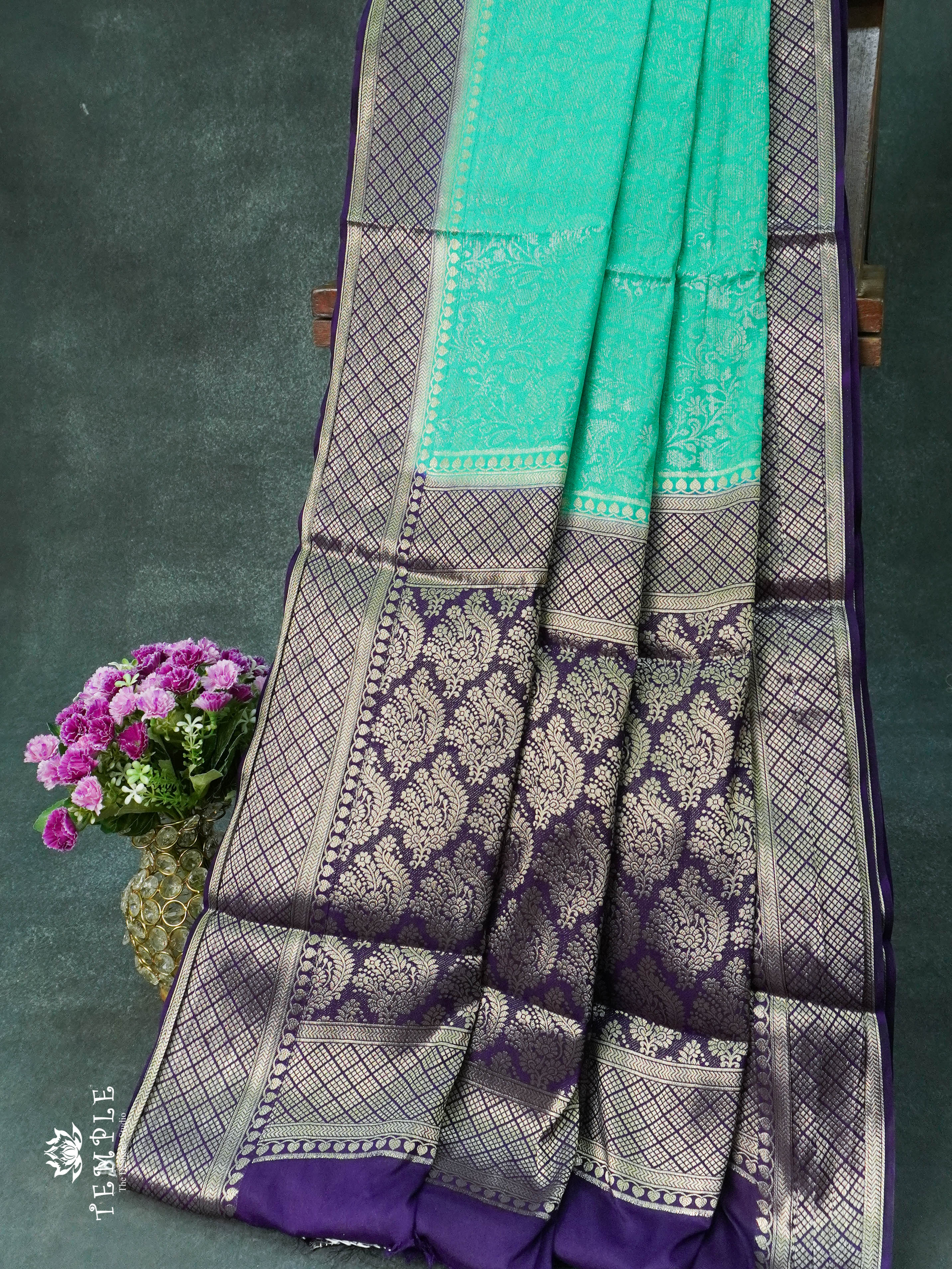 Mysore Brocade Silk Saree (Sea Blue) | TTDS1107 | Sparkling Deals