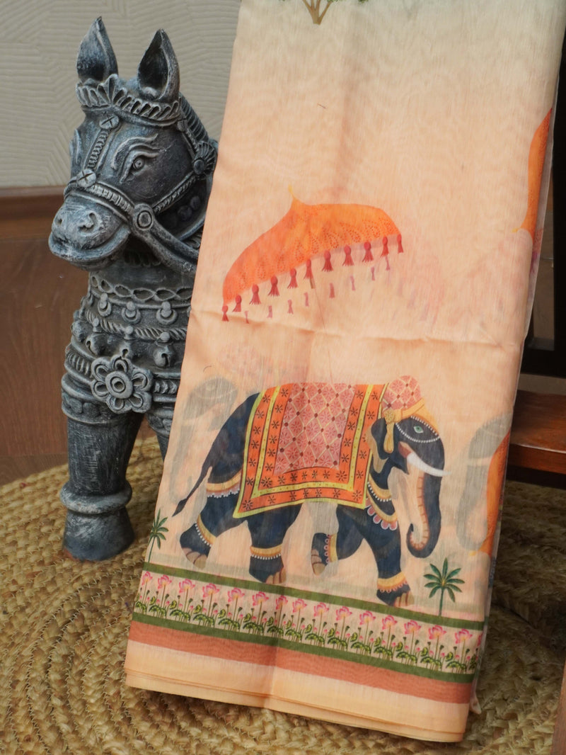 Varnika Printed Chanderi Cotton Saree | TTDS2098