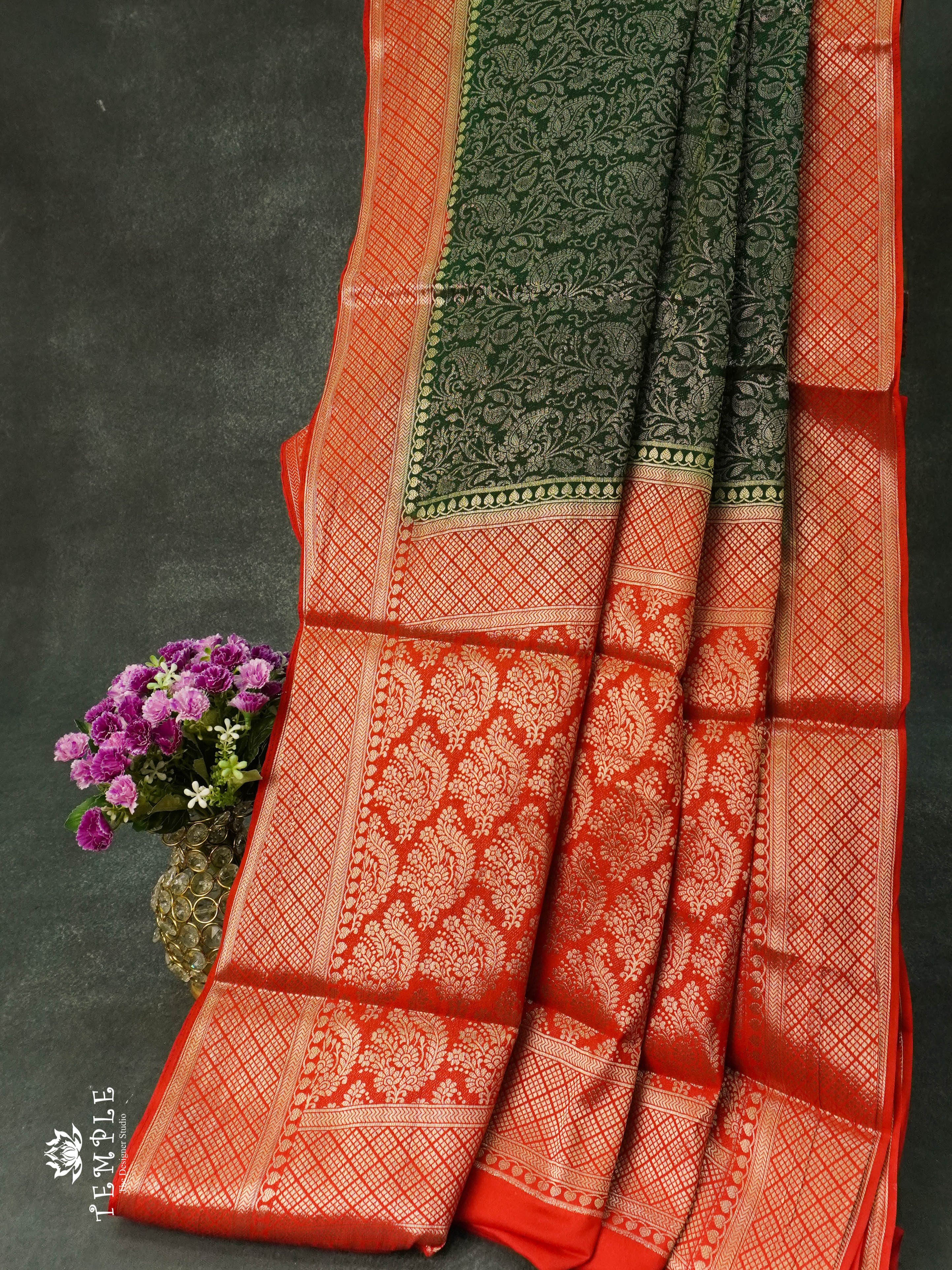 Mysore Brocade Silk Saree (Green) | TTDS1107 | Sparkling Deals