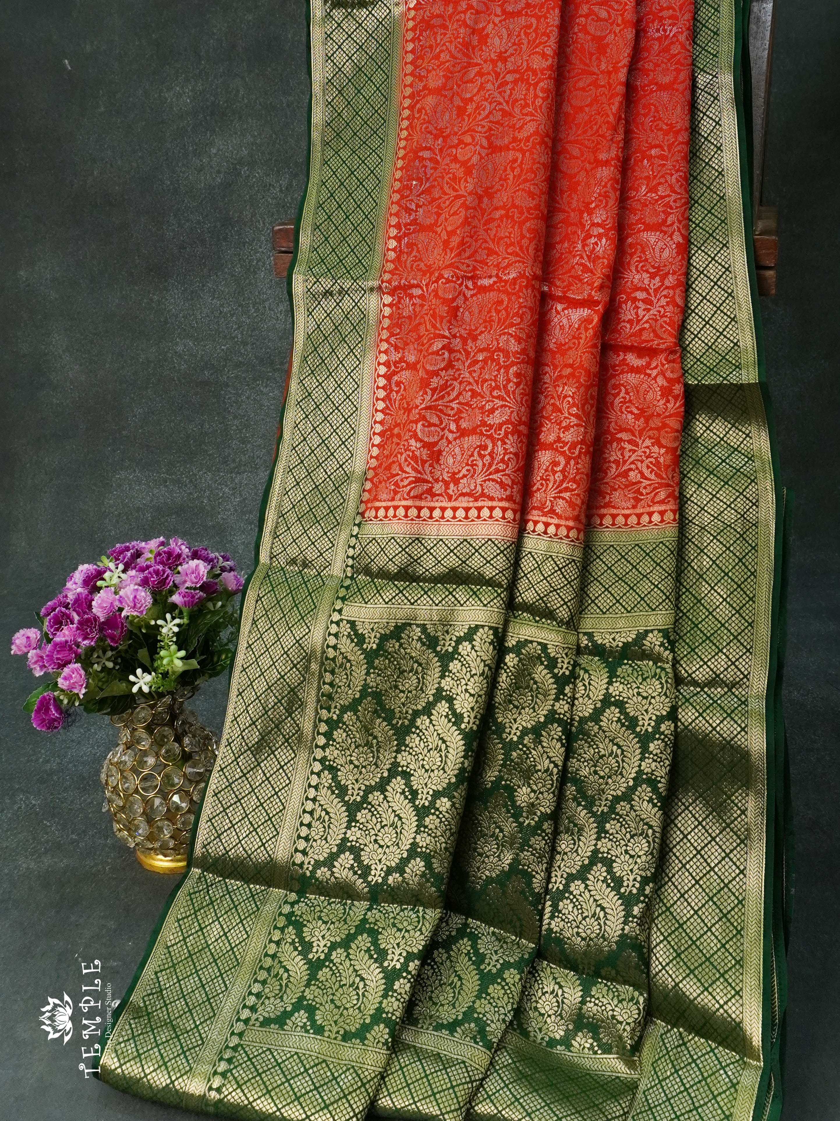 Mysore Brocade Silk Saree (Red) | TTDS1107 | Sparkling Deals