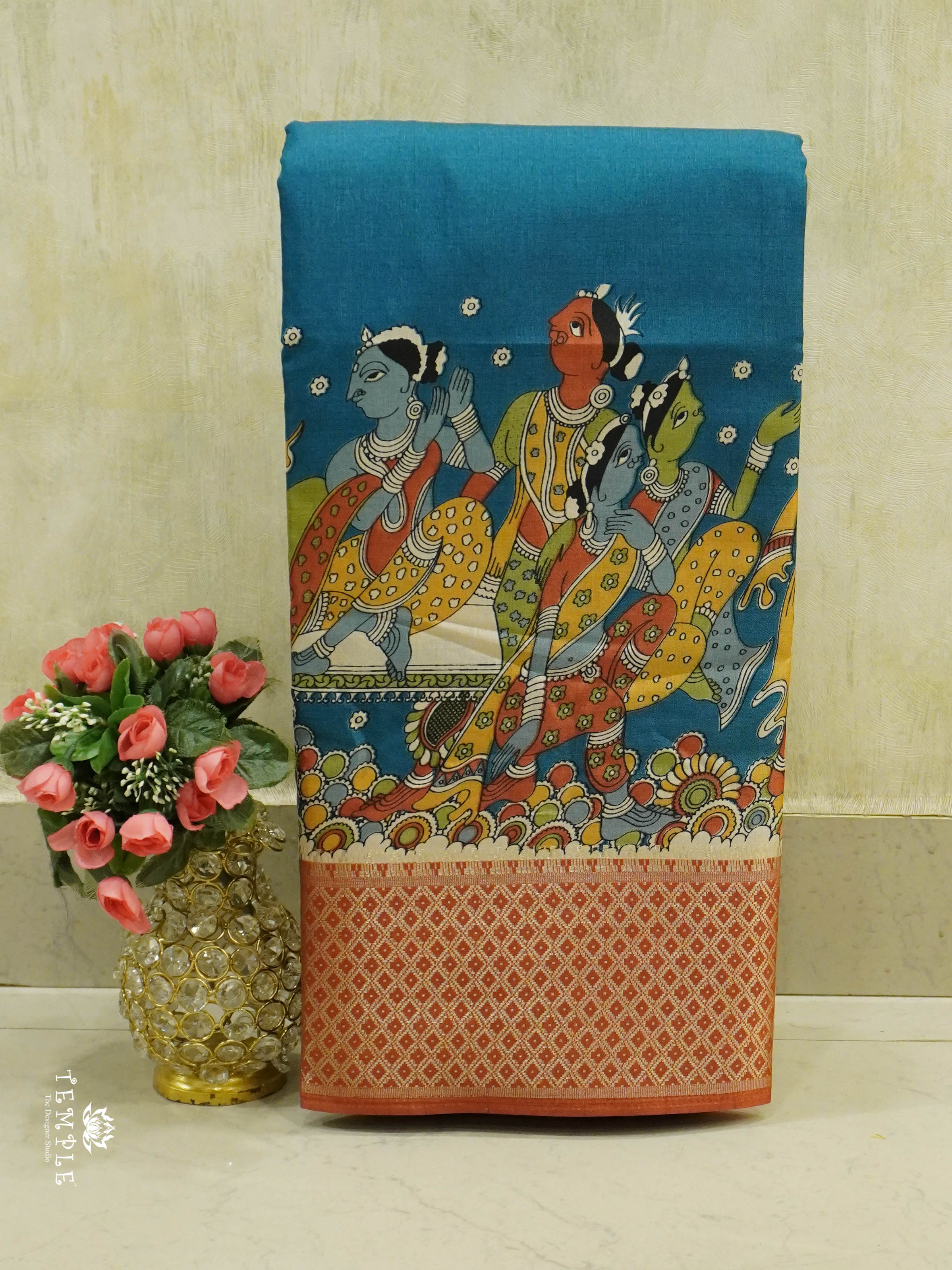 Kalamkari Printed Binny silk saree  | TTDS1429