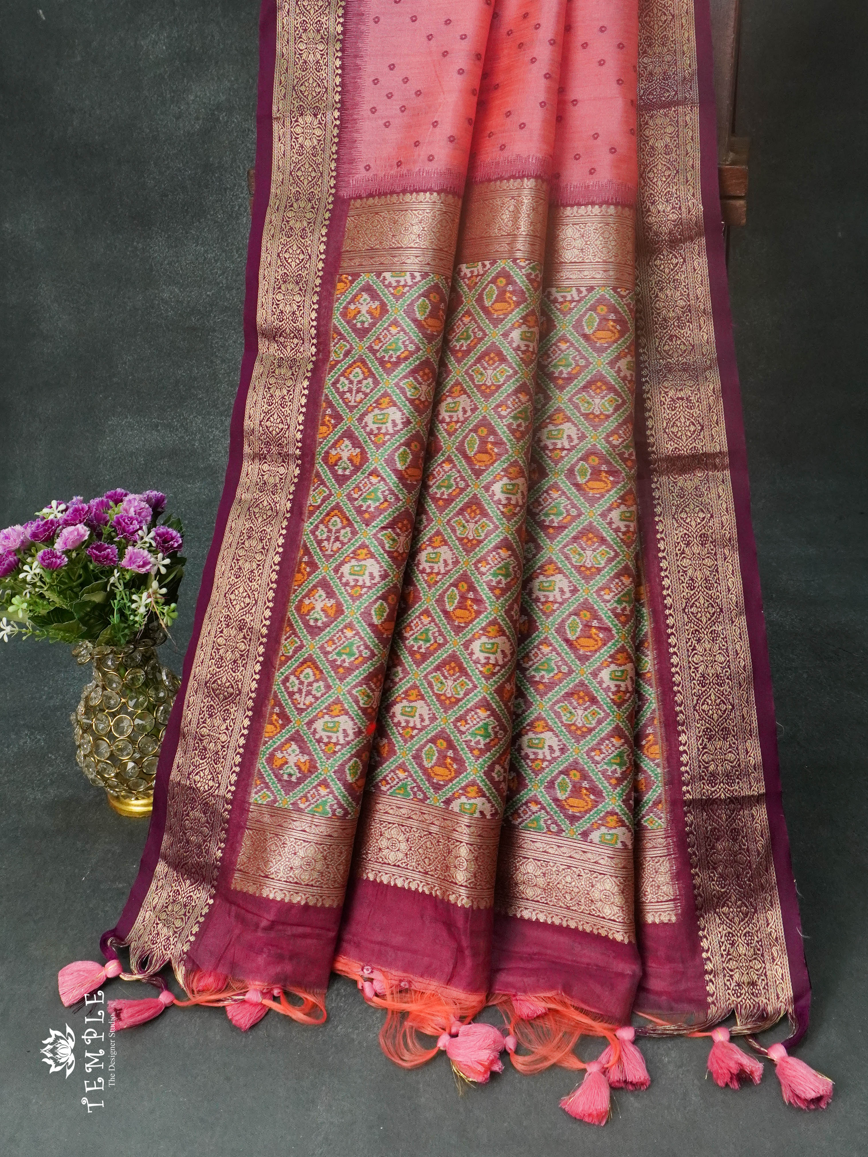 Raw Silk Saree (Pink) | TTDS1109