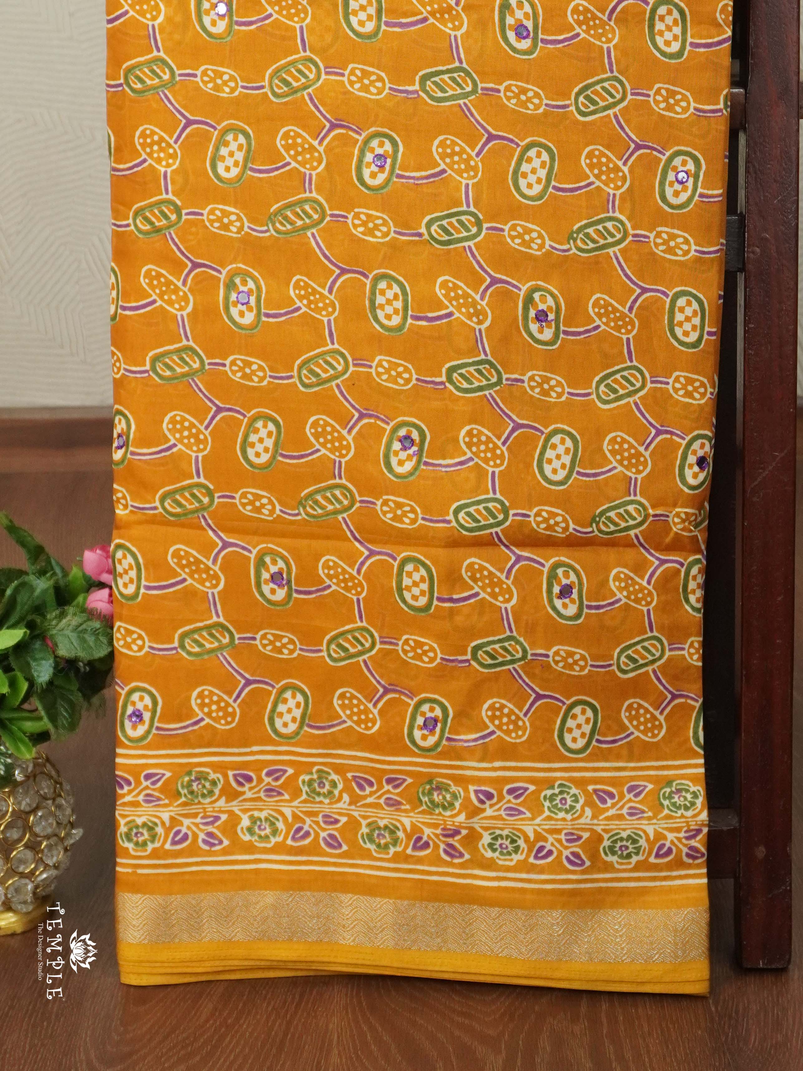 Fancy Cotton Saree With Mirror Work| TTDS2468