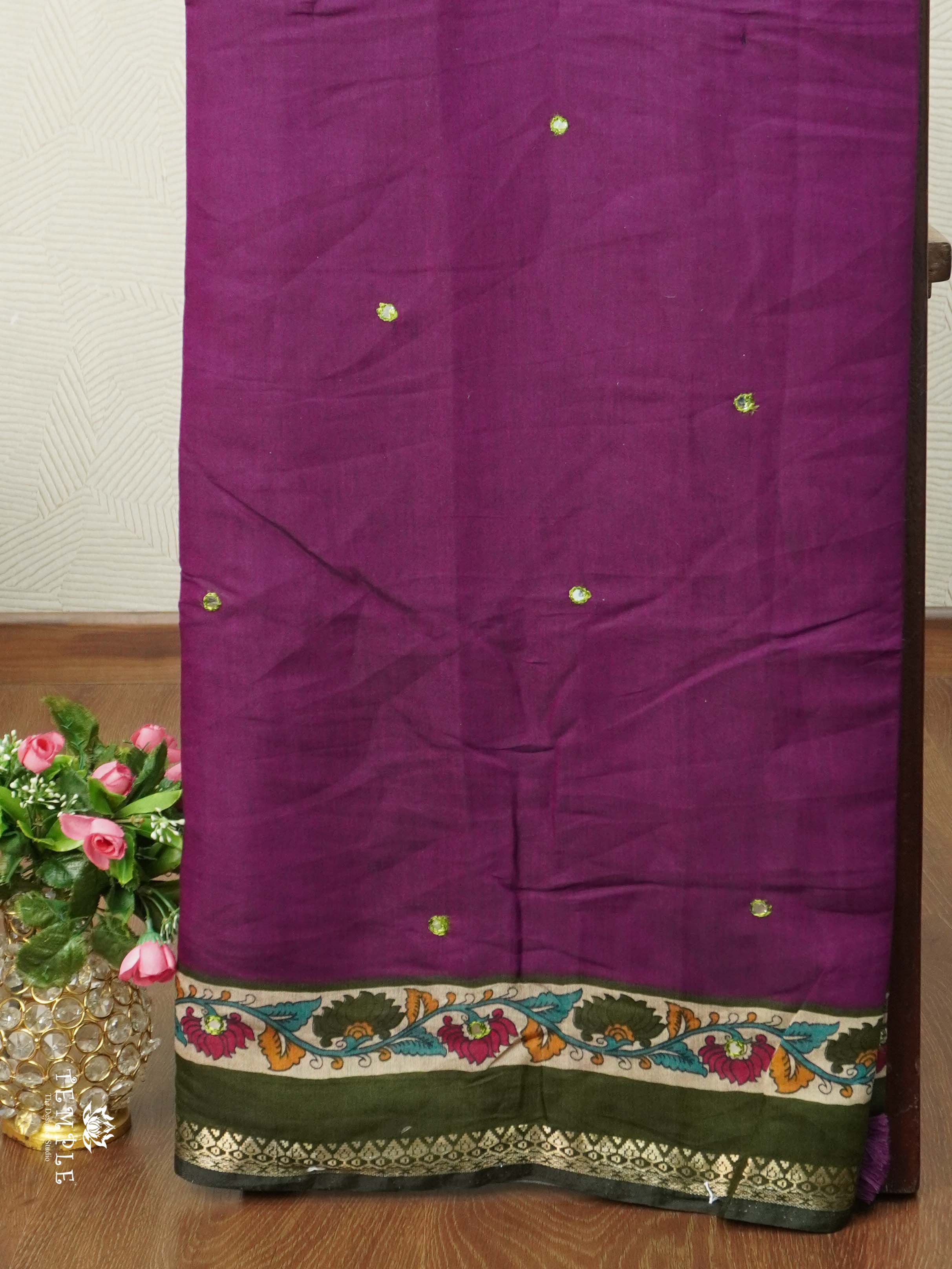 Chanderi Cotton Saree With Mirror Work | TTDS2467