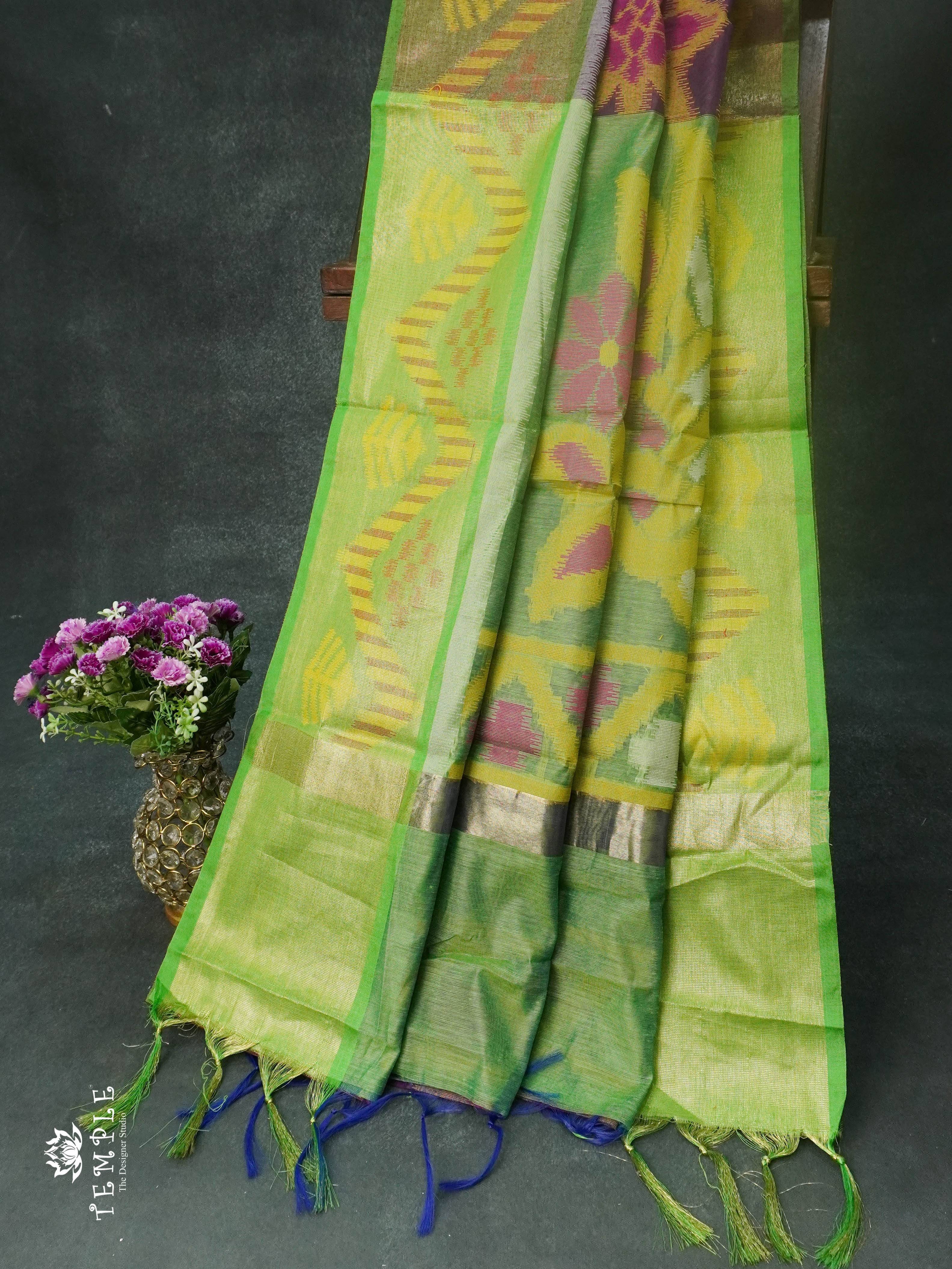 Pochampally Chanderi Cotton  Saree ( Violet ) | TTDS1103 | PRE BOOKING