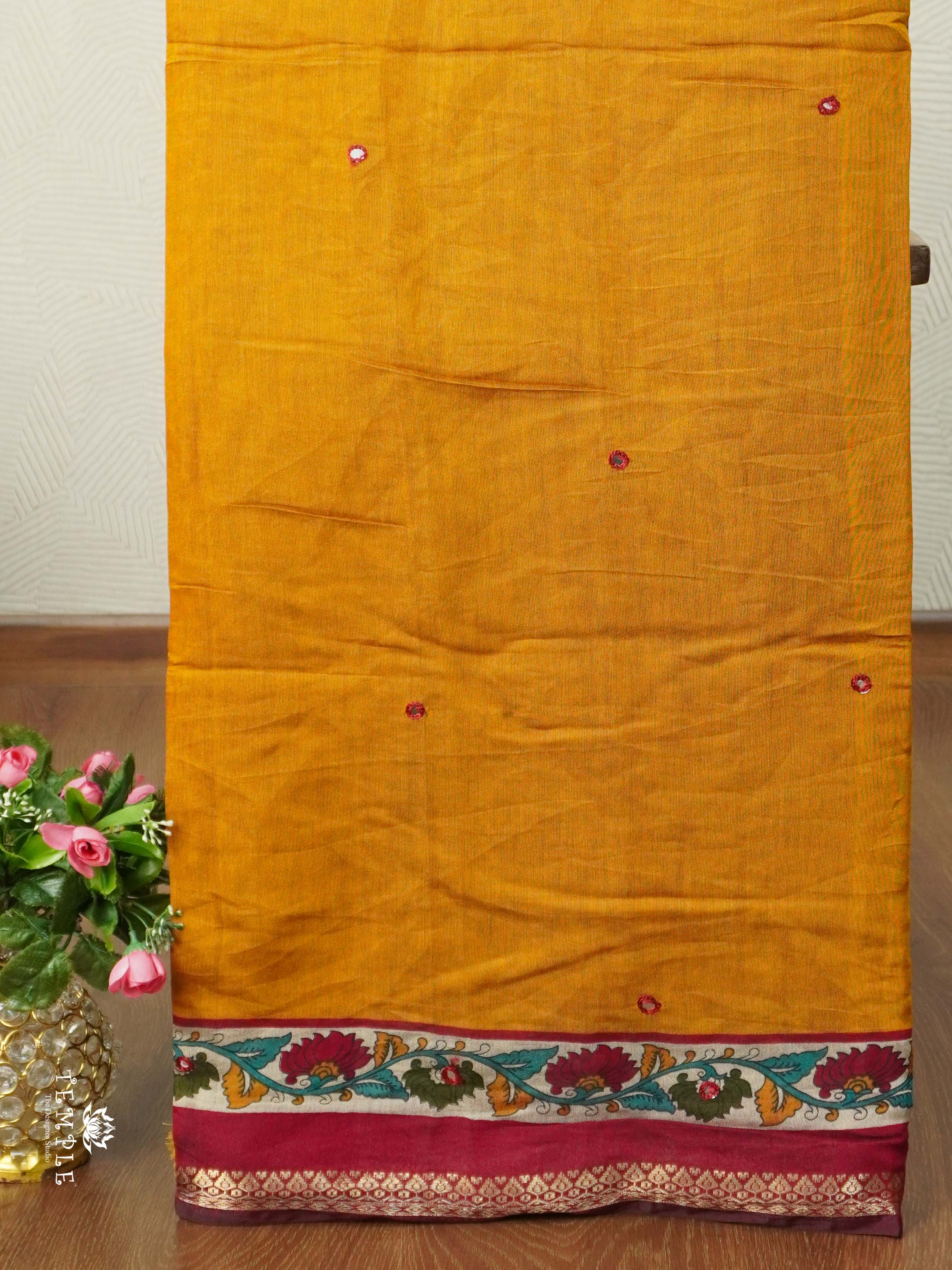 Chanderi Cotton Saree With Mirror Work | TTDS2467