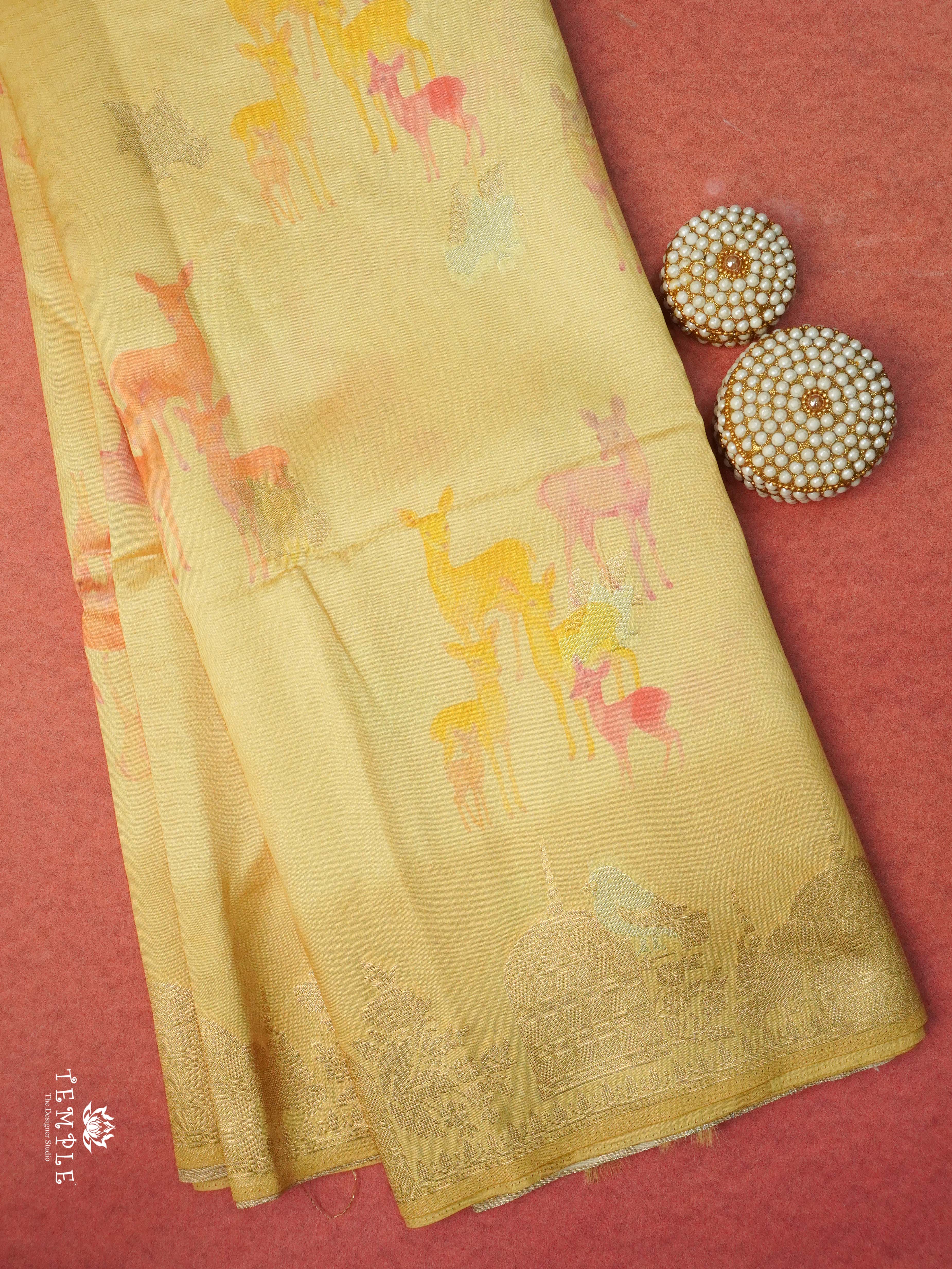 Deer Printed Banarasi Silk Saree | TTDS2470