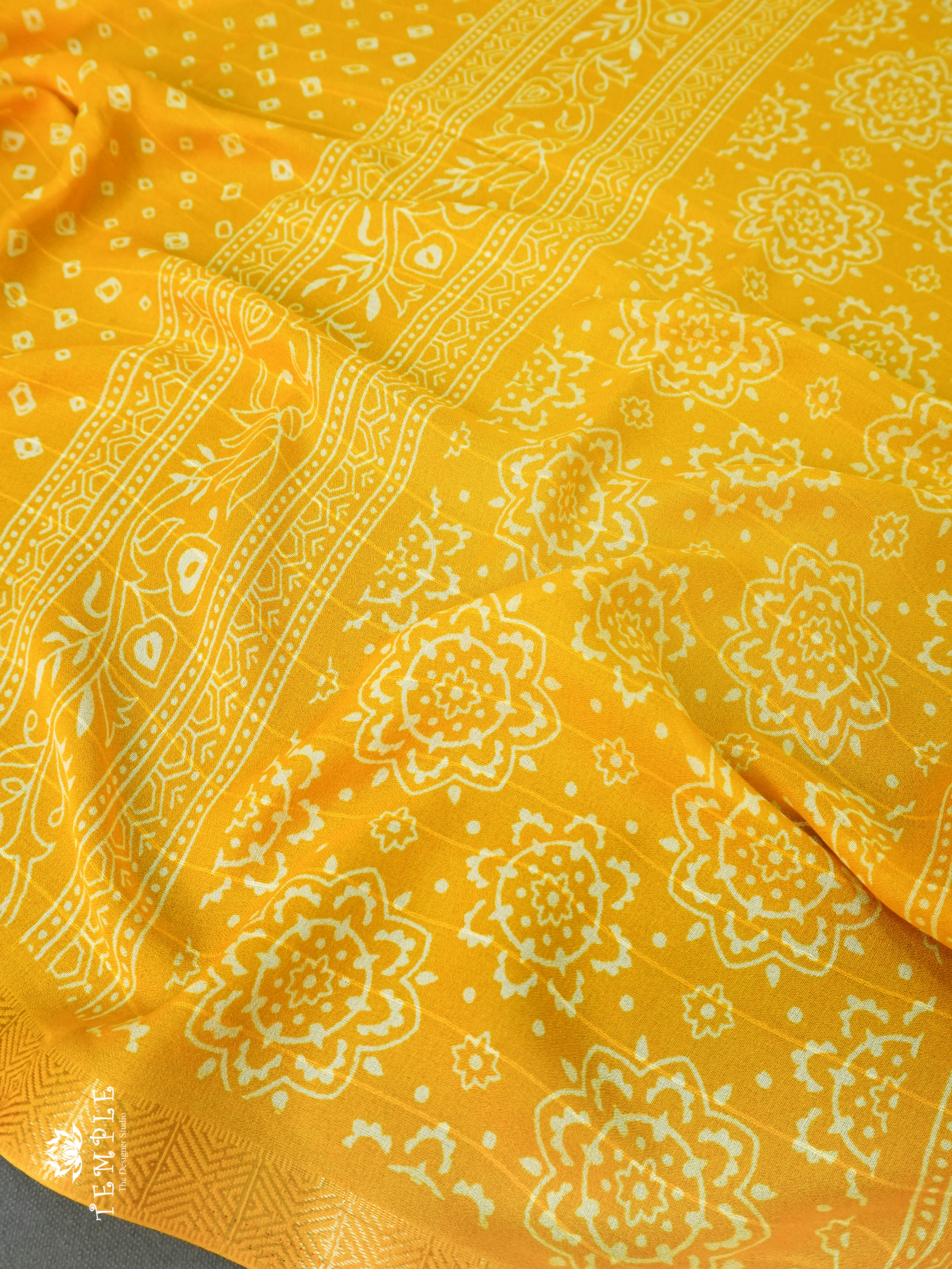 Georgette Saree (Yellow) | TTDS1110