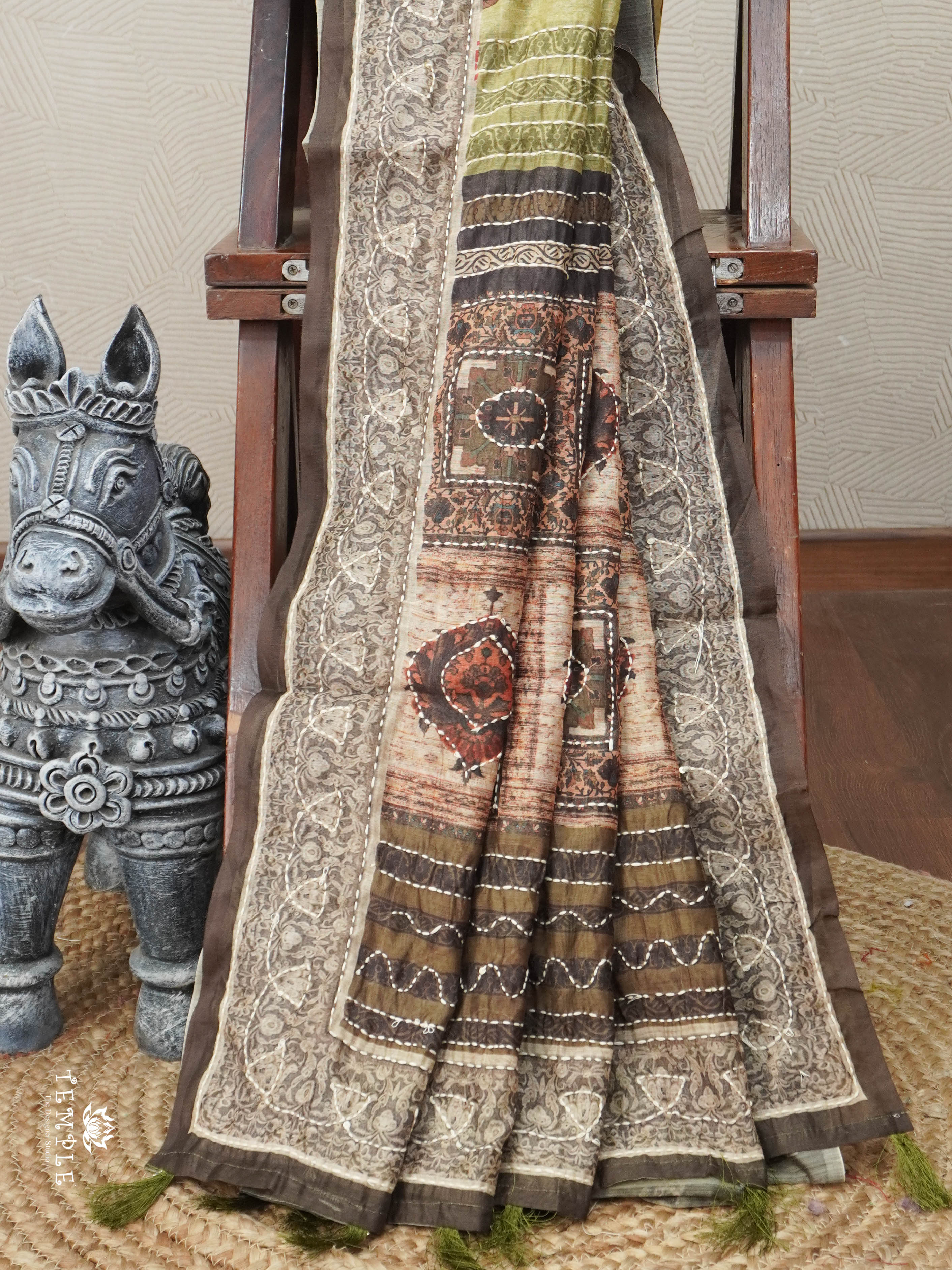 Cotton Saree With Kantha Stitches | TTDS2962
