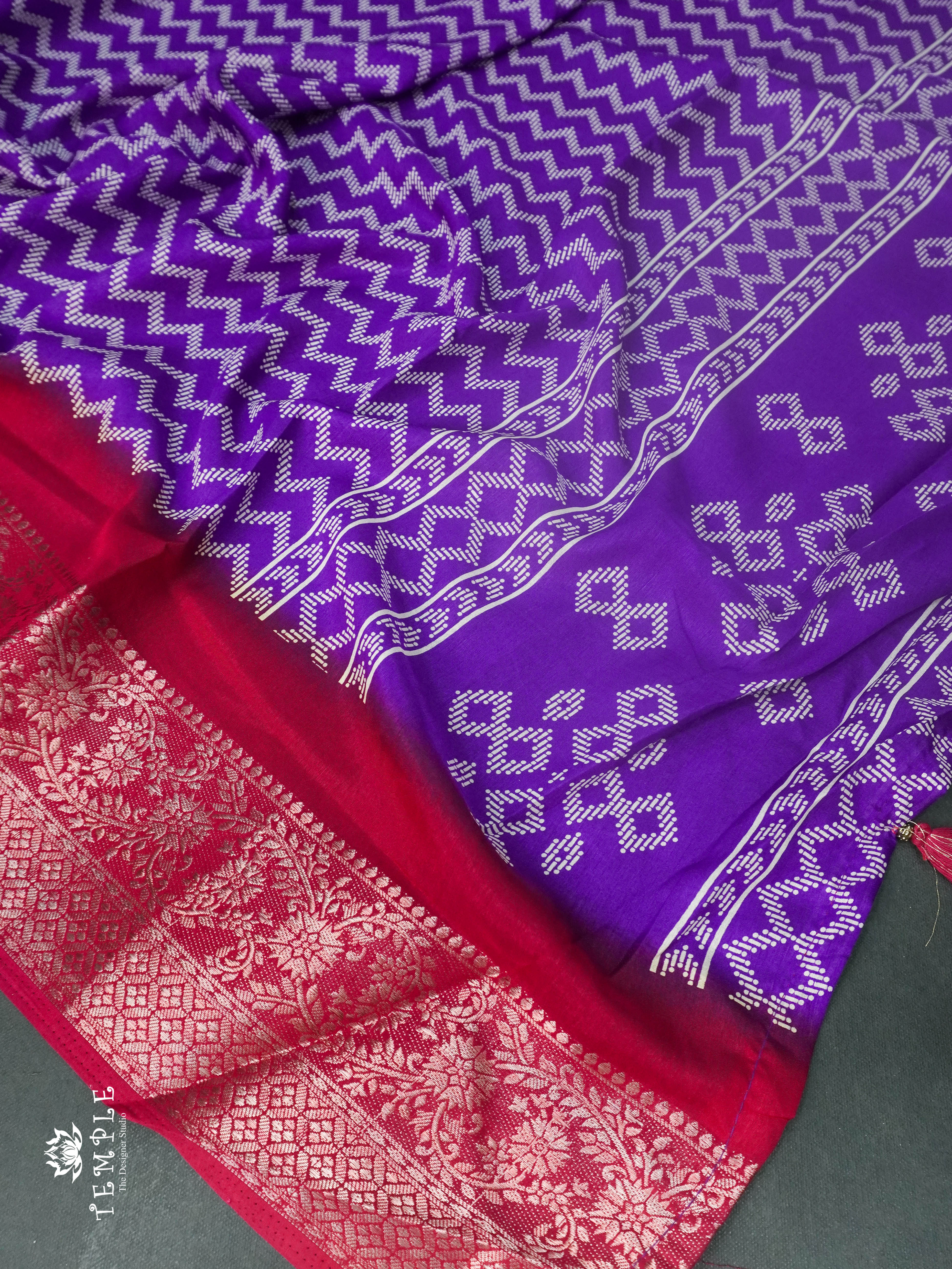 Dola Saree with Leheriya Pattern (Violet with Pink) | TTDS1112