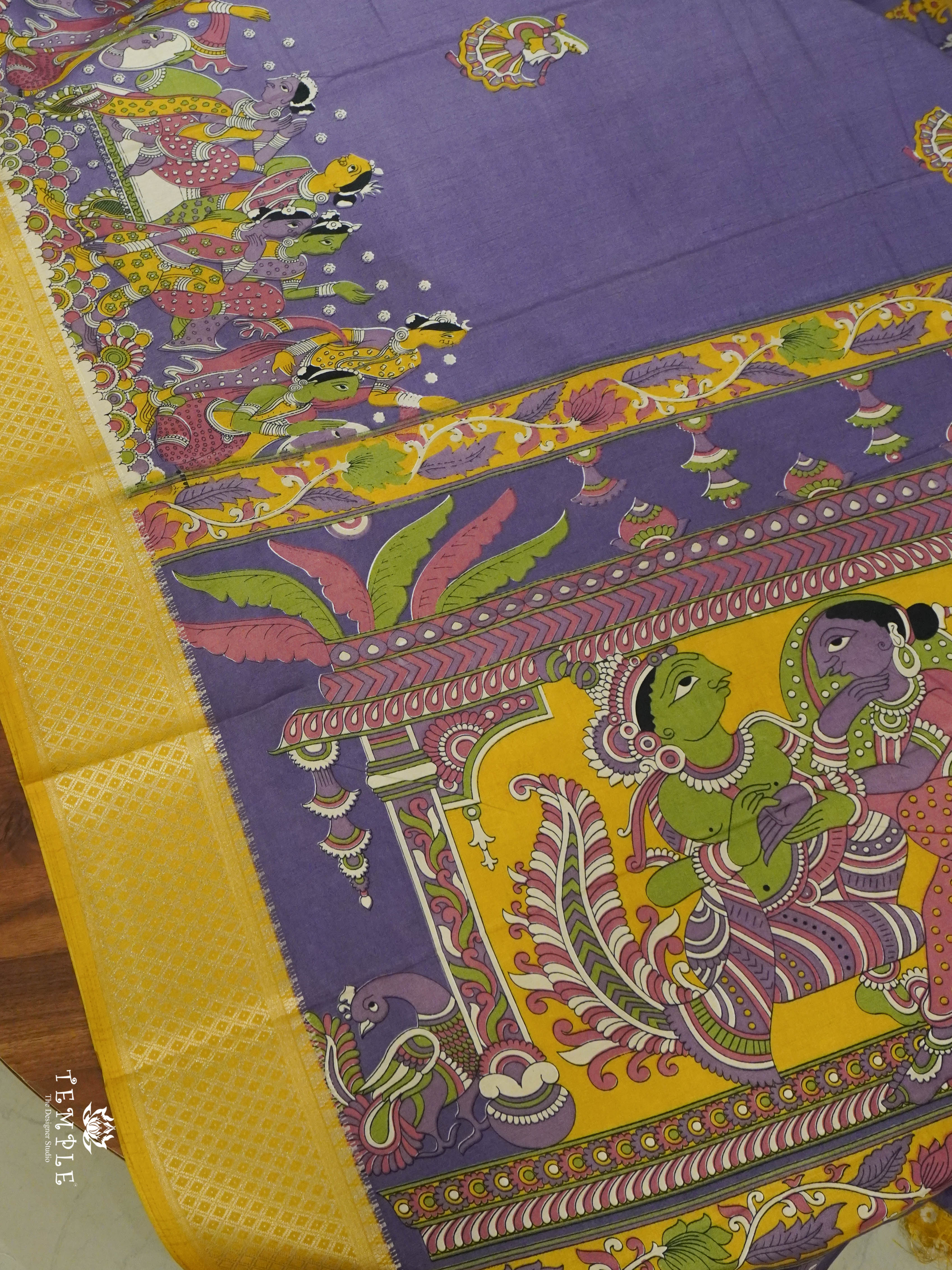 Kalamkari Printed Binny silk saree  | TTDS1429