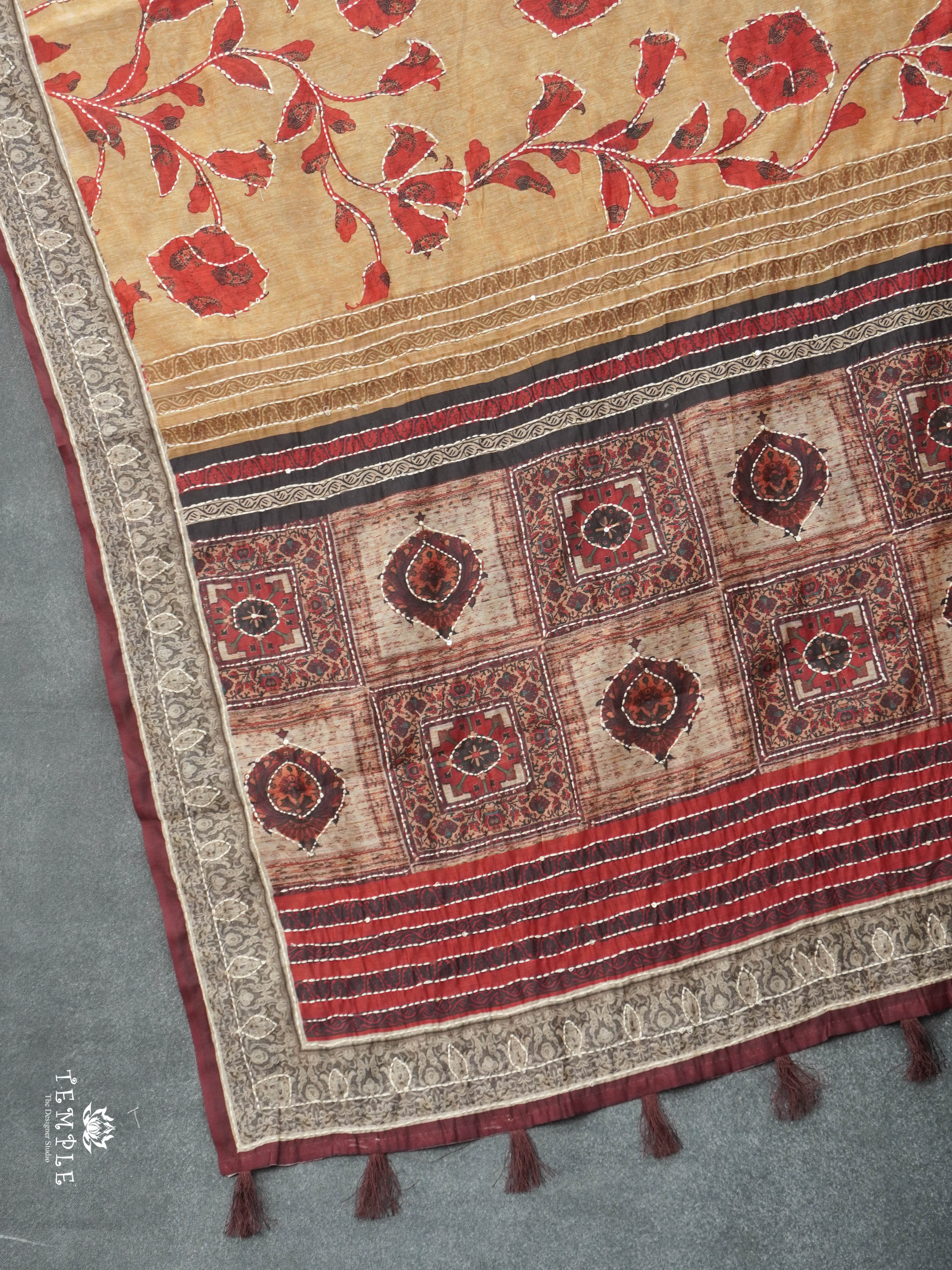 Cotton Saree With Kantha Stitches | TTDS2962