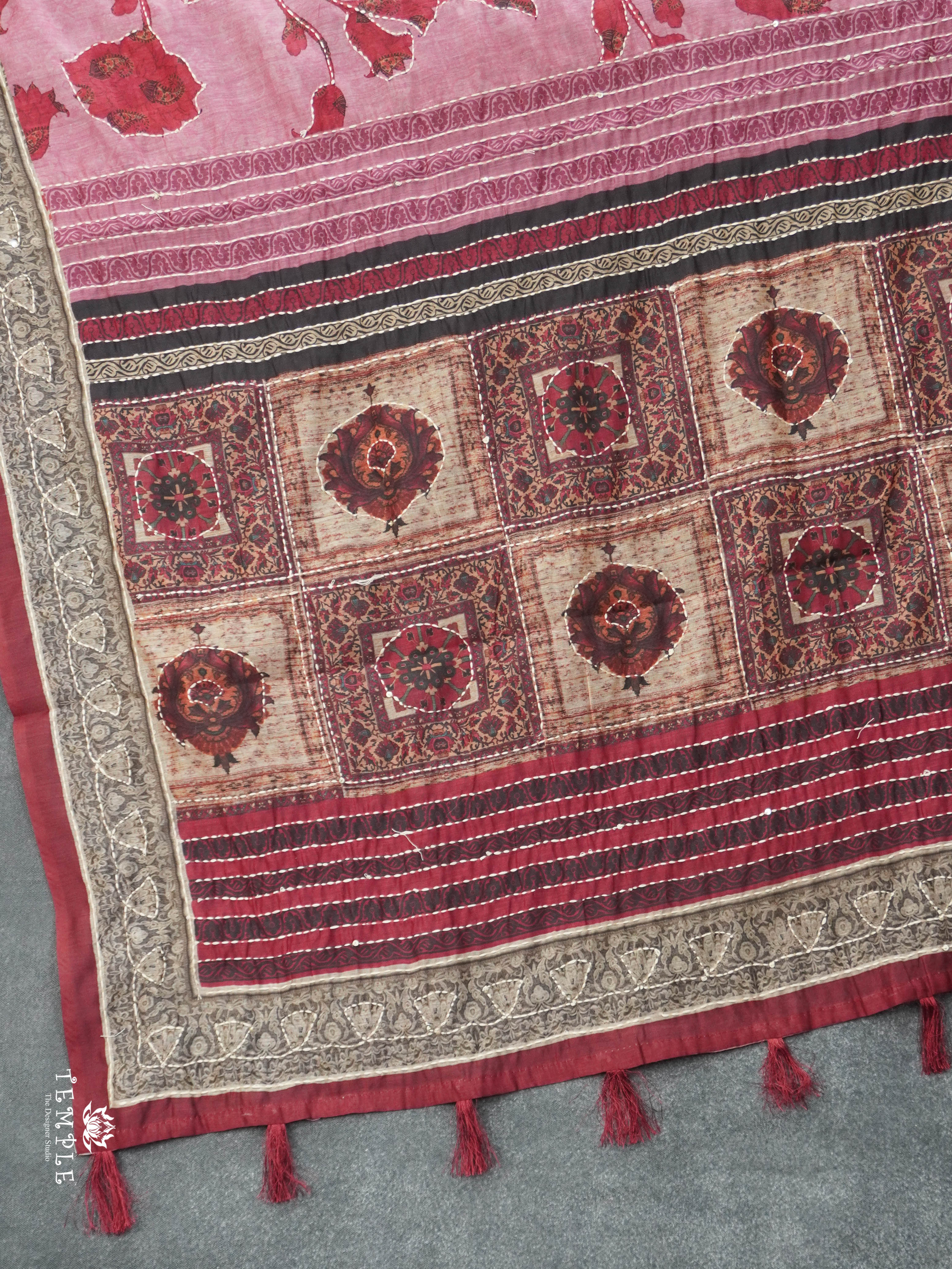 Cotton Saree With Kantha Stitches | TTDS2962