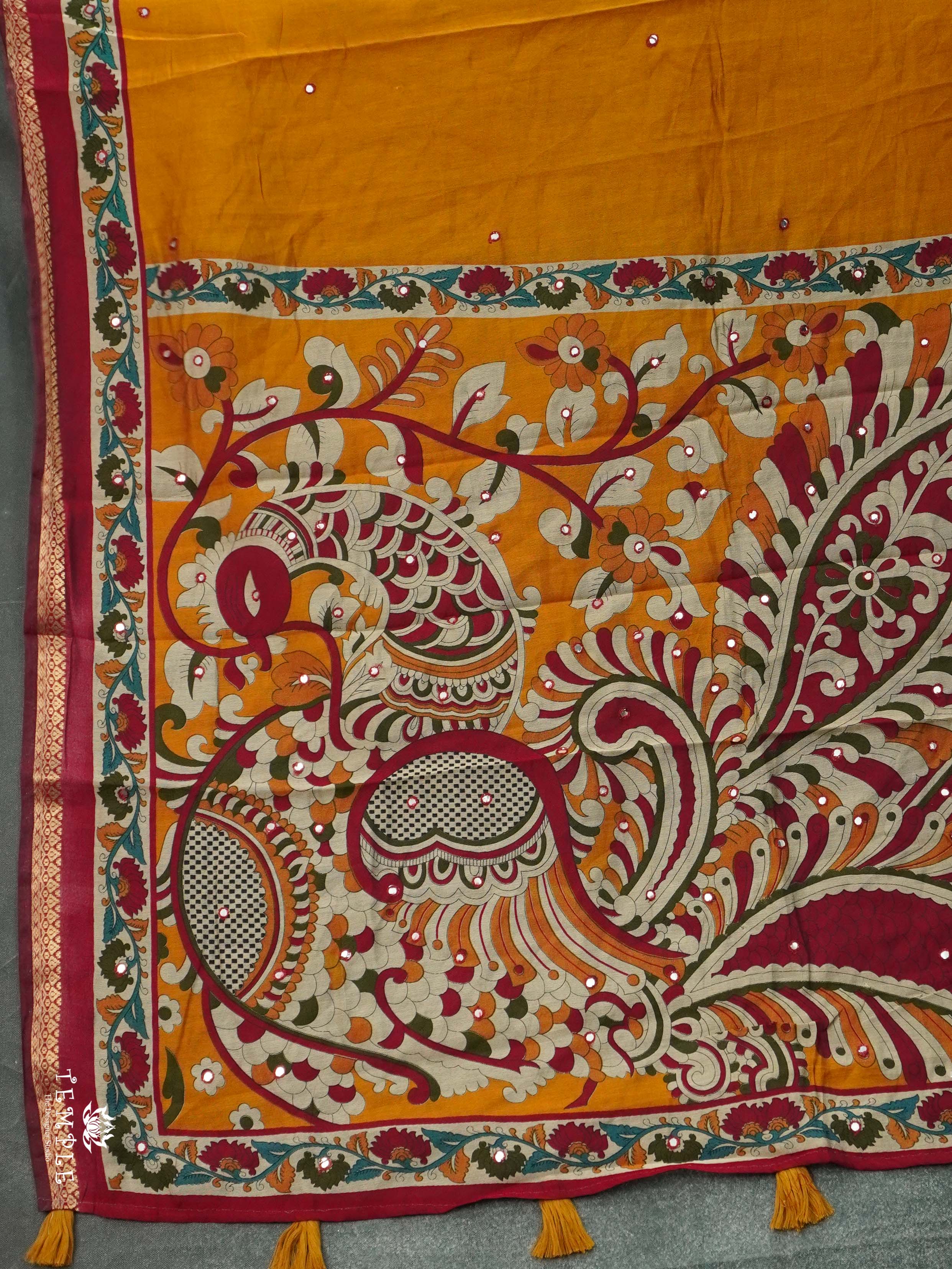 Chanderi Cotton Saree With Mirror Work | TTDS2467