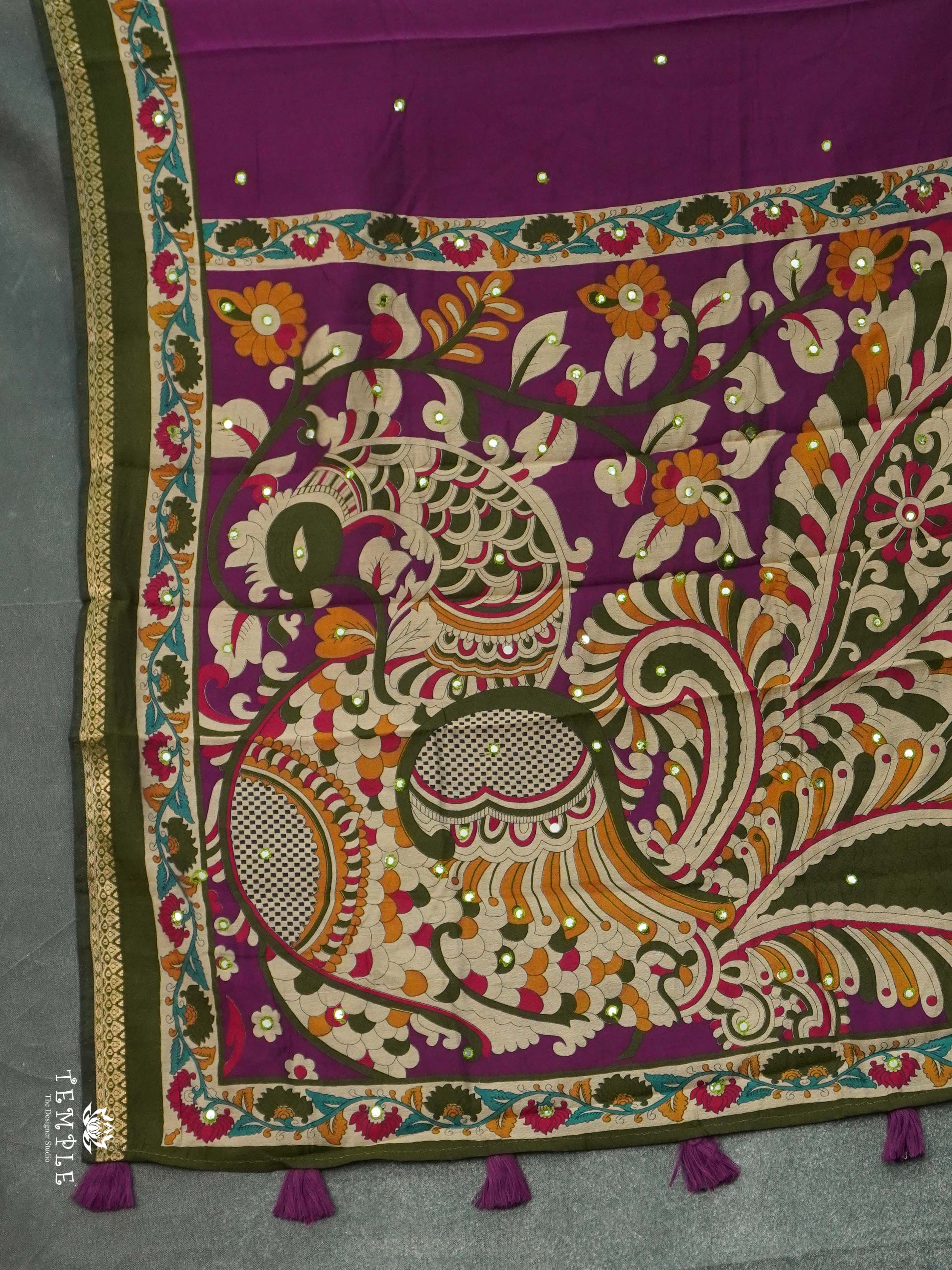 Chanderi Cotton Saree With Mirror Work | TTDS2467