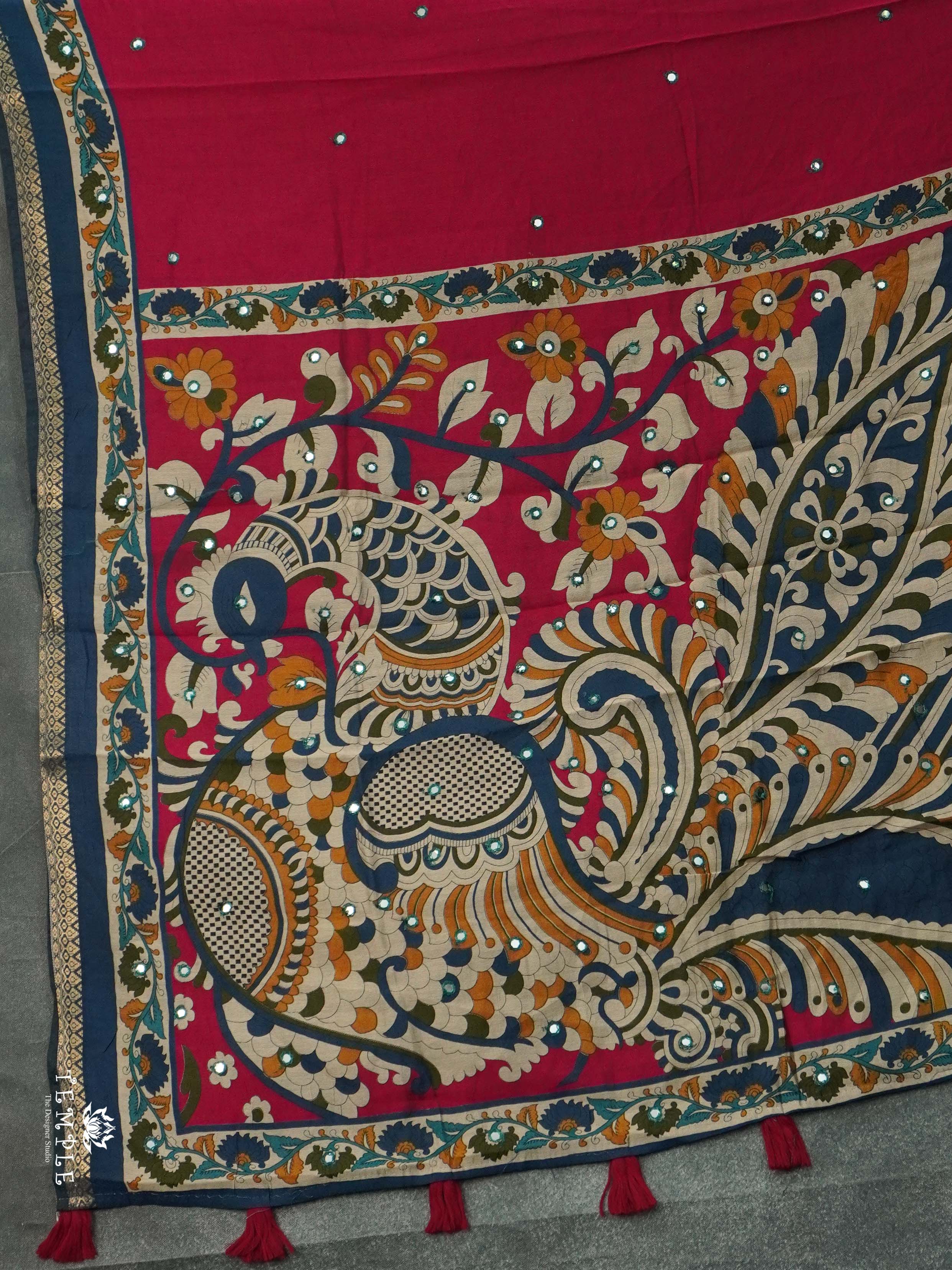 Chanderi Cotton Saree With Mirror Work | TTDS2467