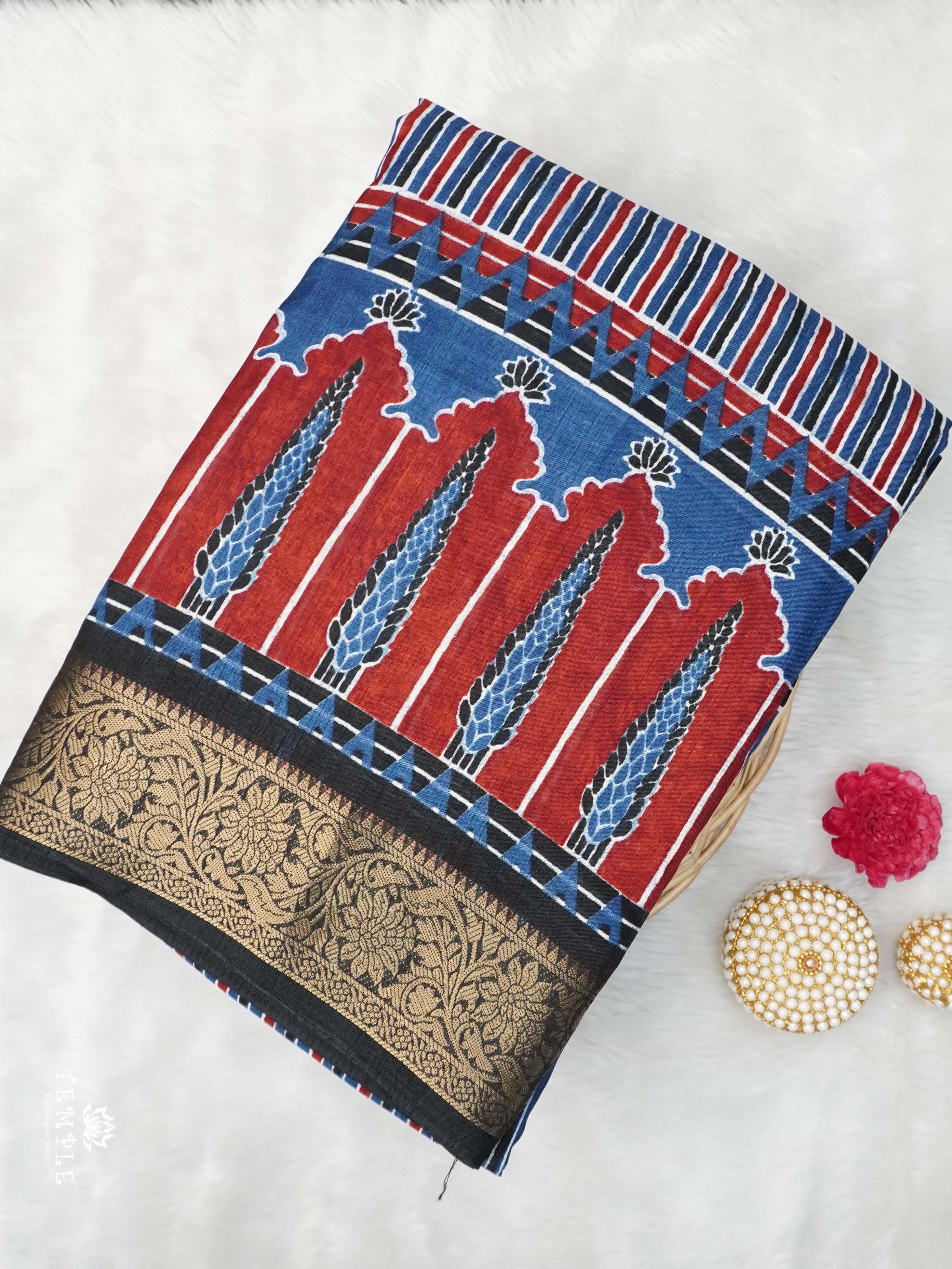 Ajrakh Printed Gaji Silk Saree | TTDS2030