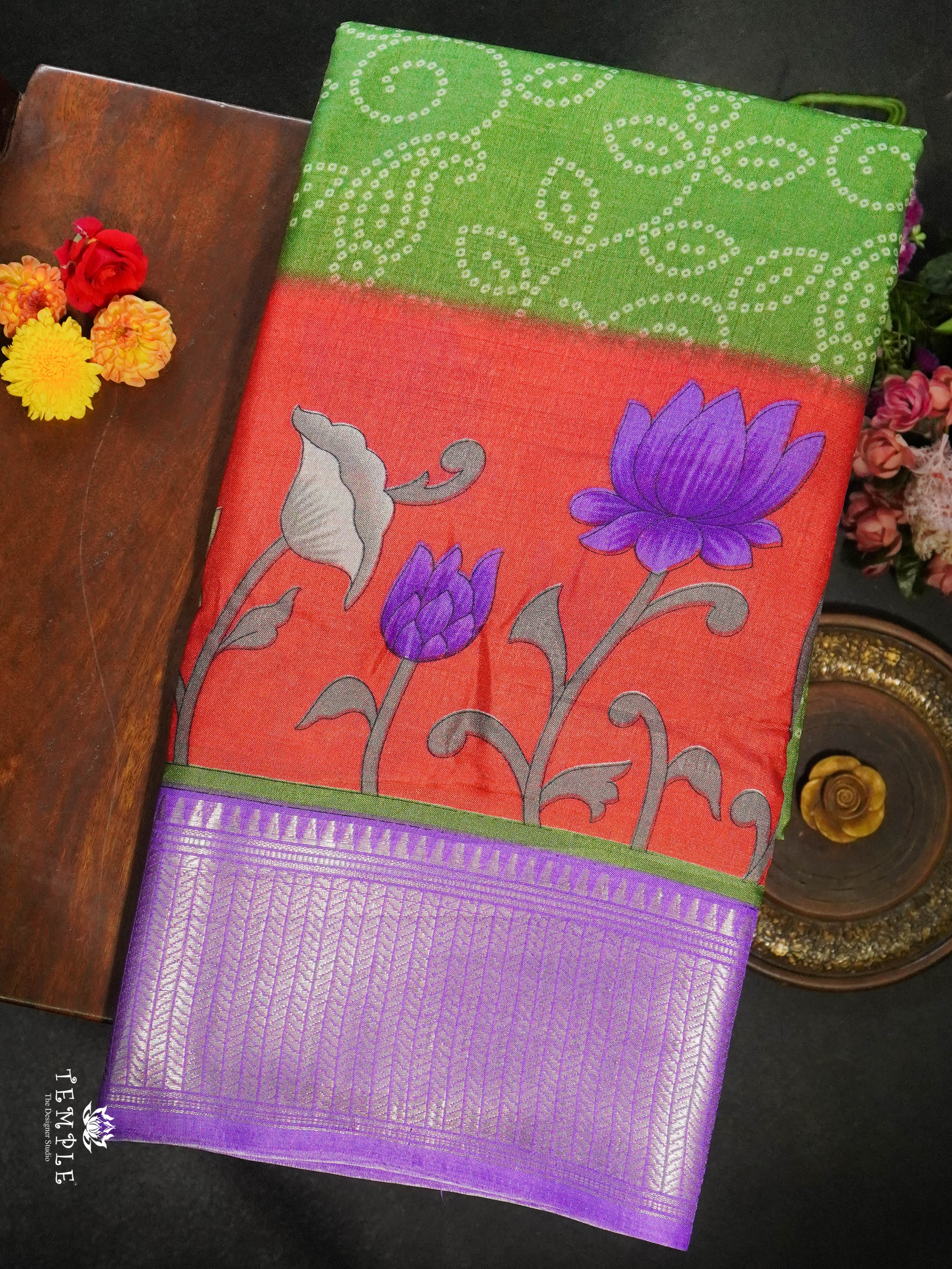 Dola Silk Saree with Bandhini Designs| TTDS1512 | Merry Deals