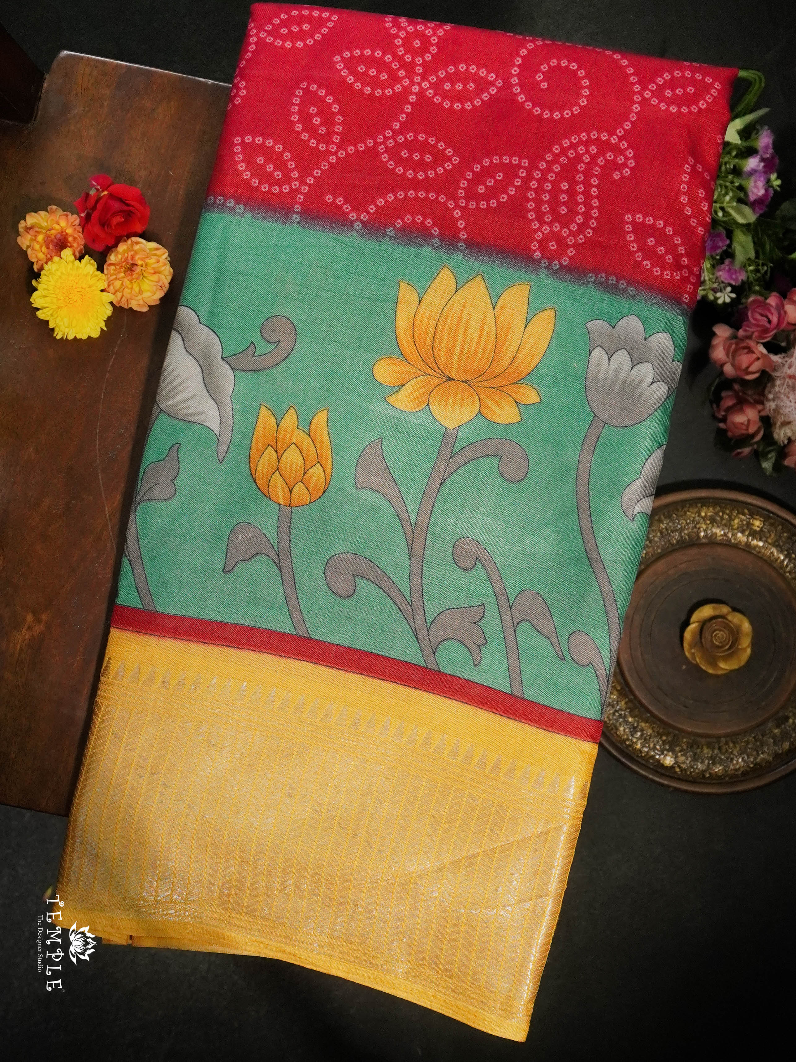 Dola Silk Saree with Bandhini Designs| TTDS1512 | Merry Deals