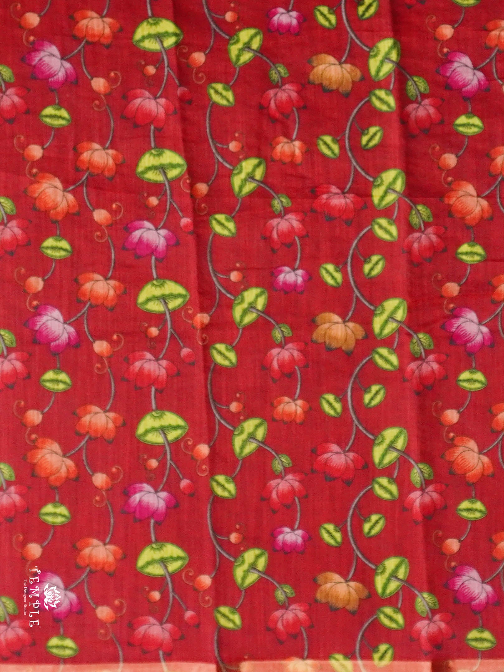 Elephant Printed Linen Cotton Saree | TTDS2976