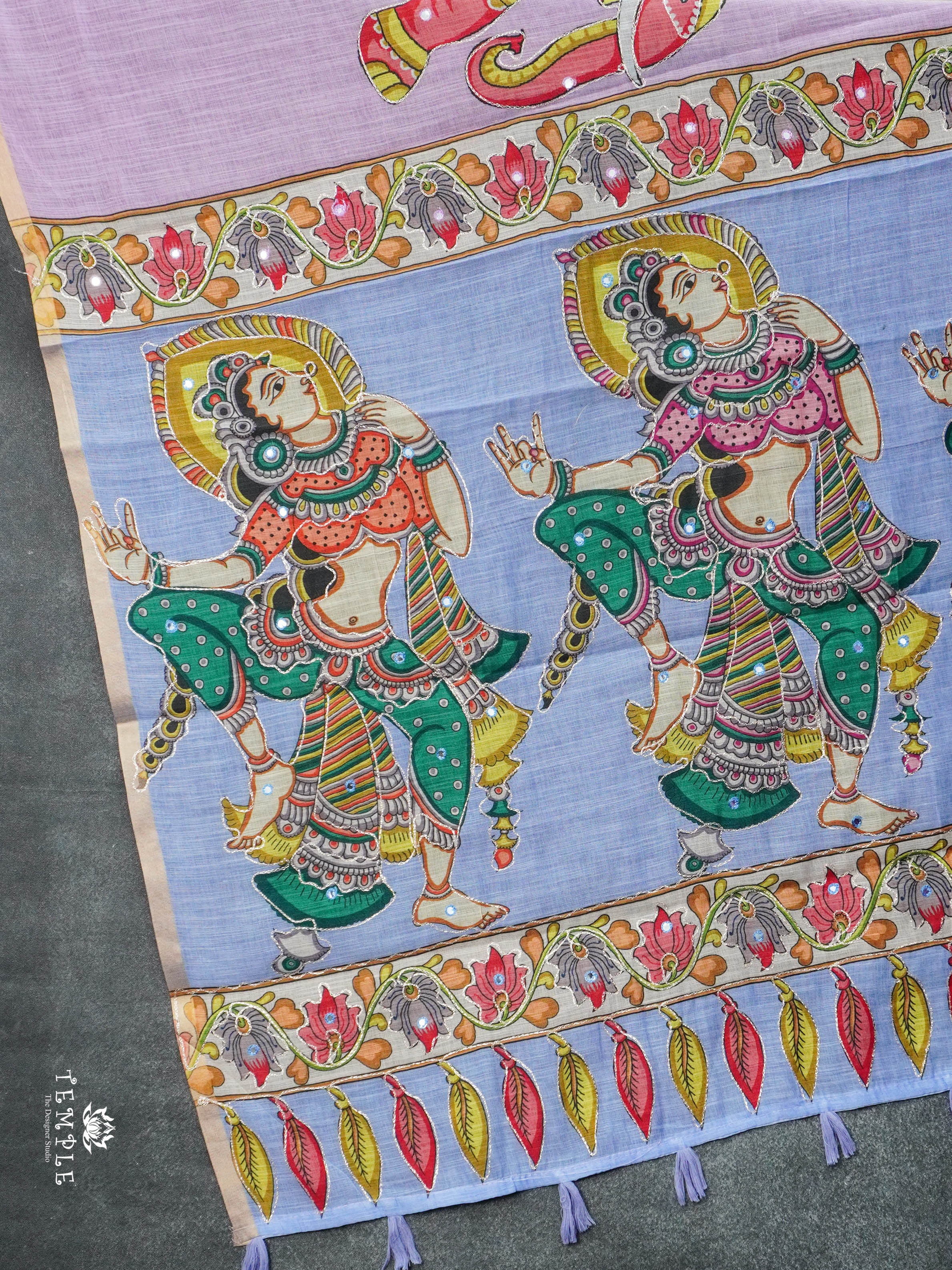 Elephant Printed Linen Cotton Saree | TTDS2976