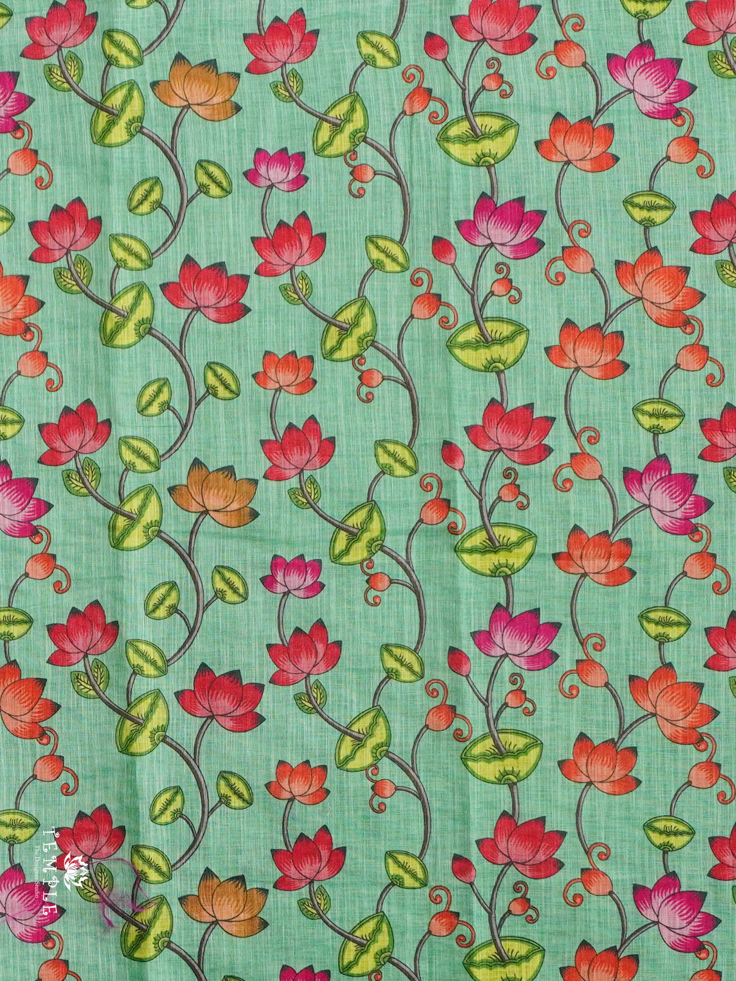 Elephant Printed Linen Cotton Saree | TTDS2976