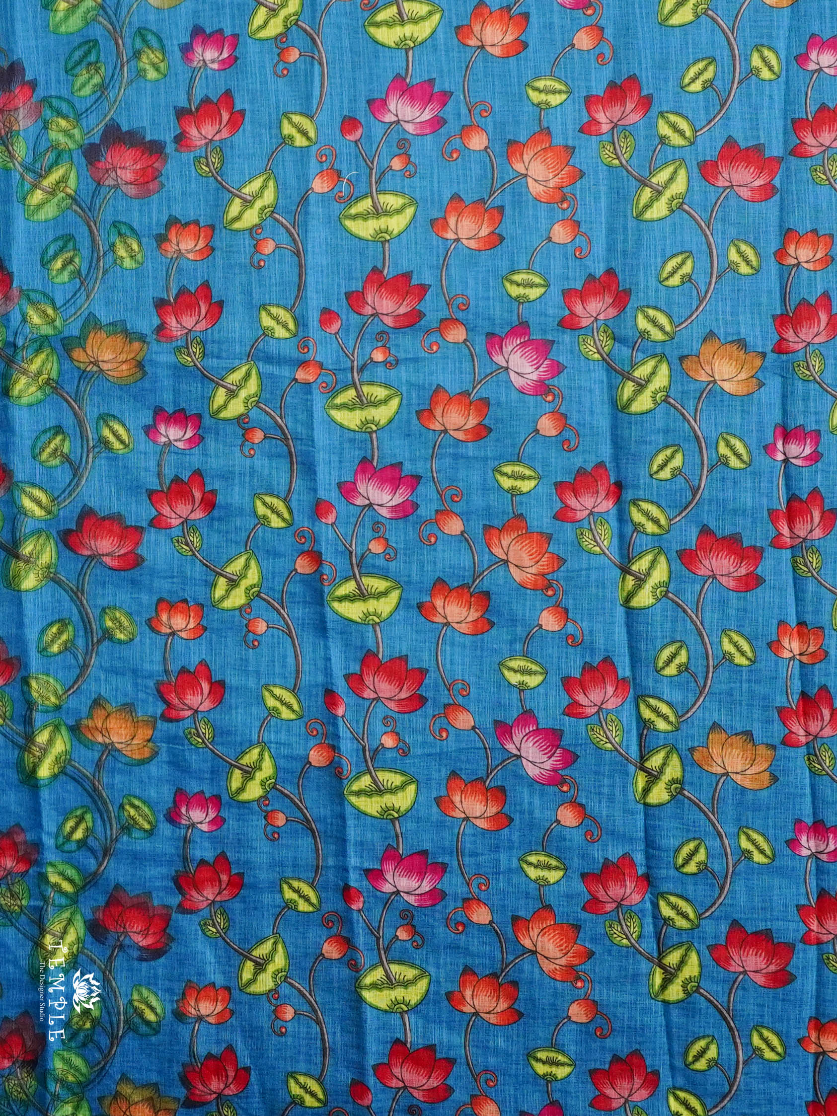 Elephant Printed Linen Cotton Saree | TTDS2976