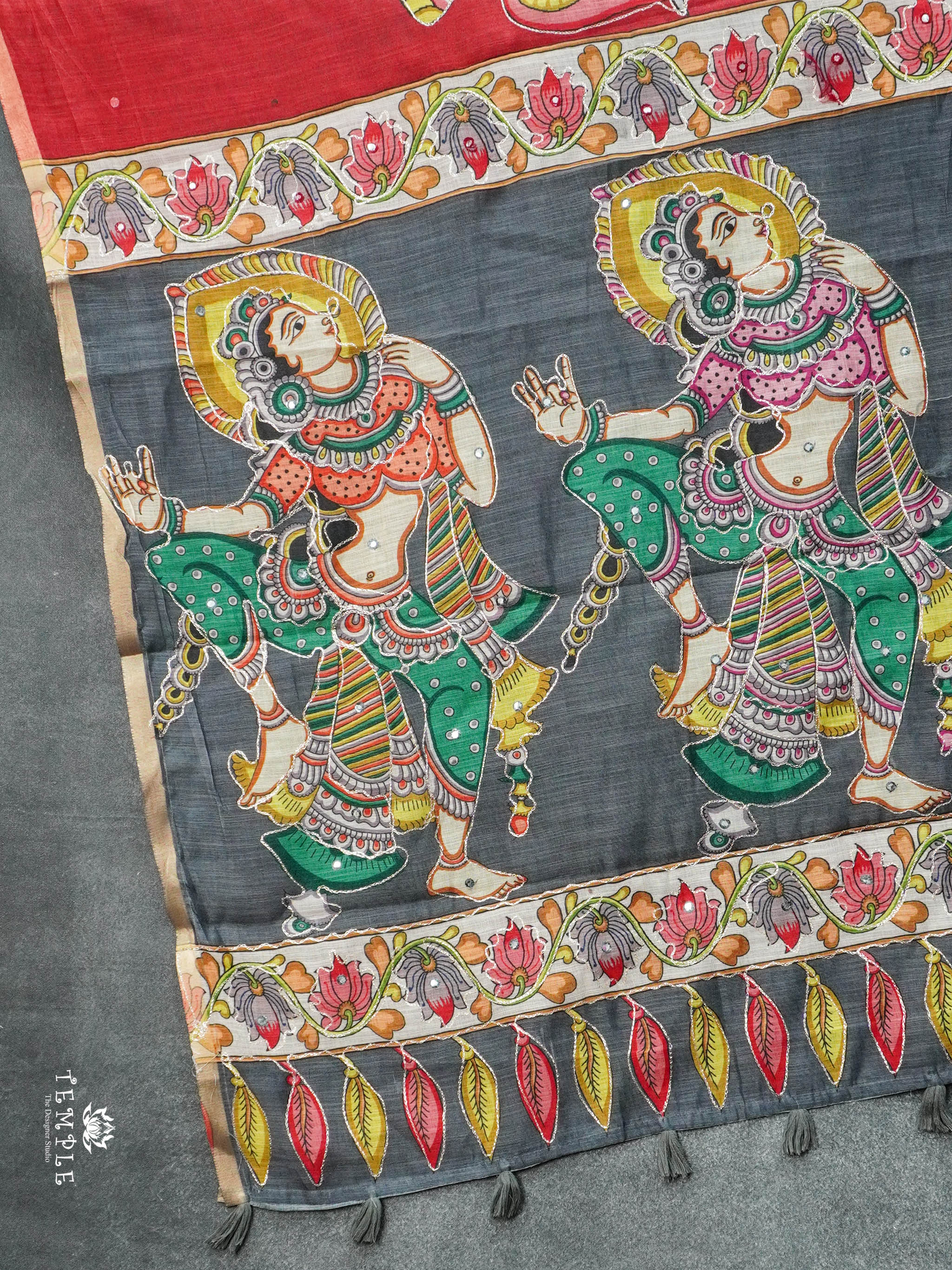 Elephant Printed Linen Cotton Saree | TTDS2976